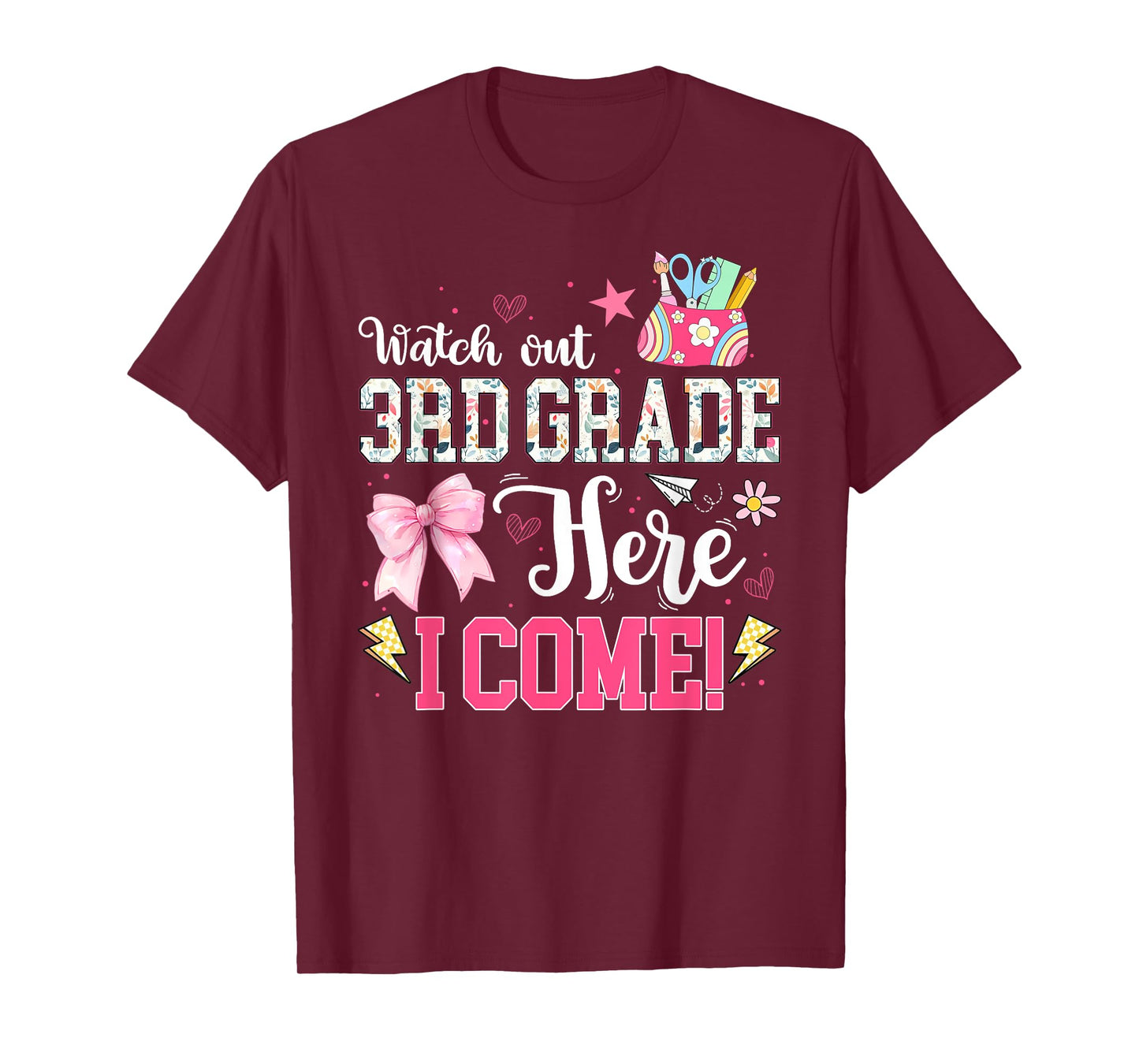 Watch Out Third Grade Here I Come Back To School 2025 T-Shirt