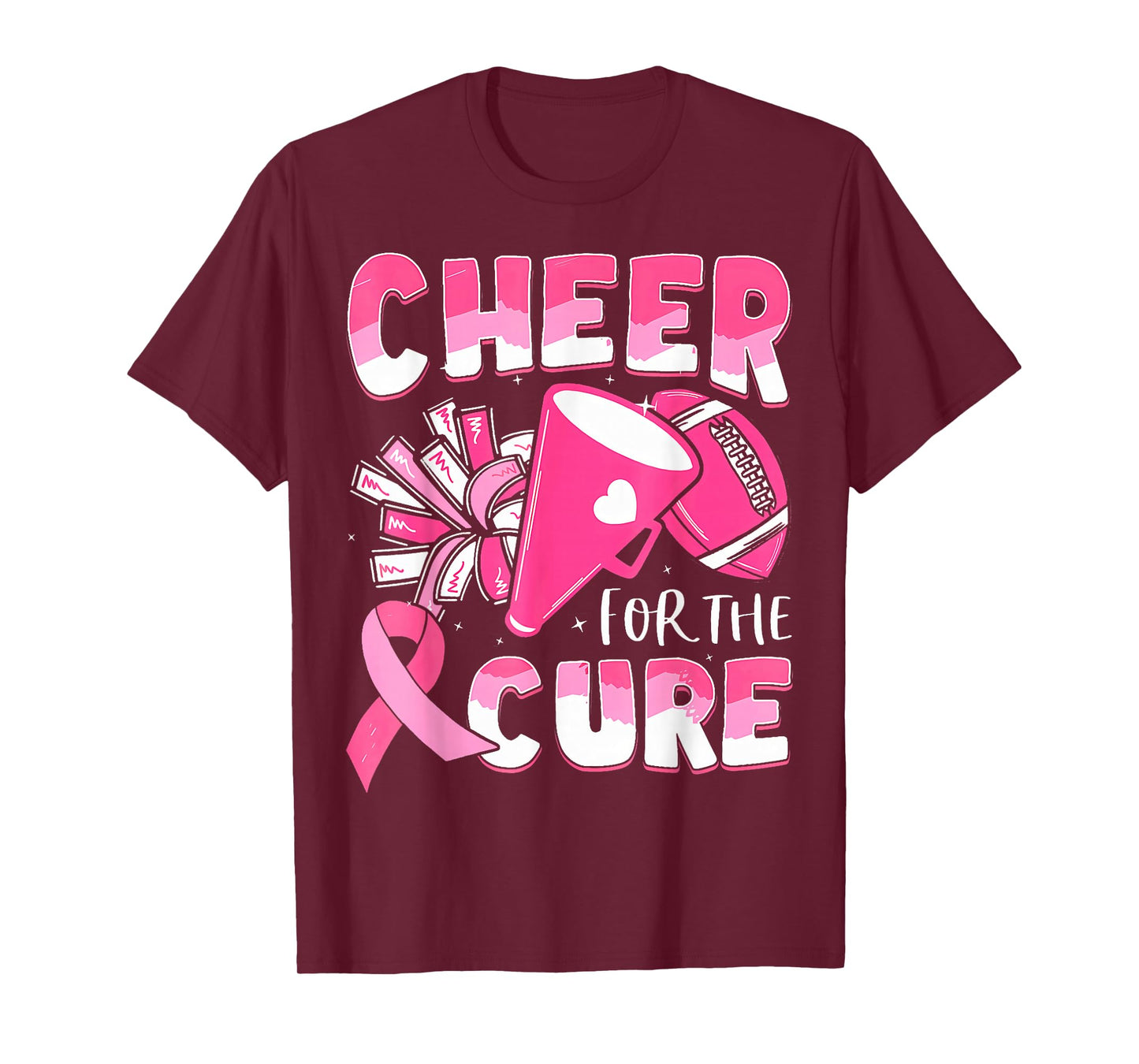 Breast Cancer Awareness Cheer for The Cure Football T-Shirt