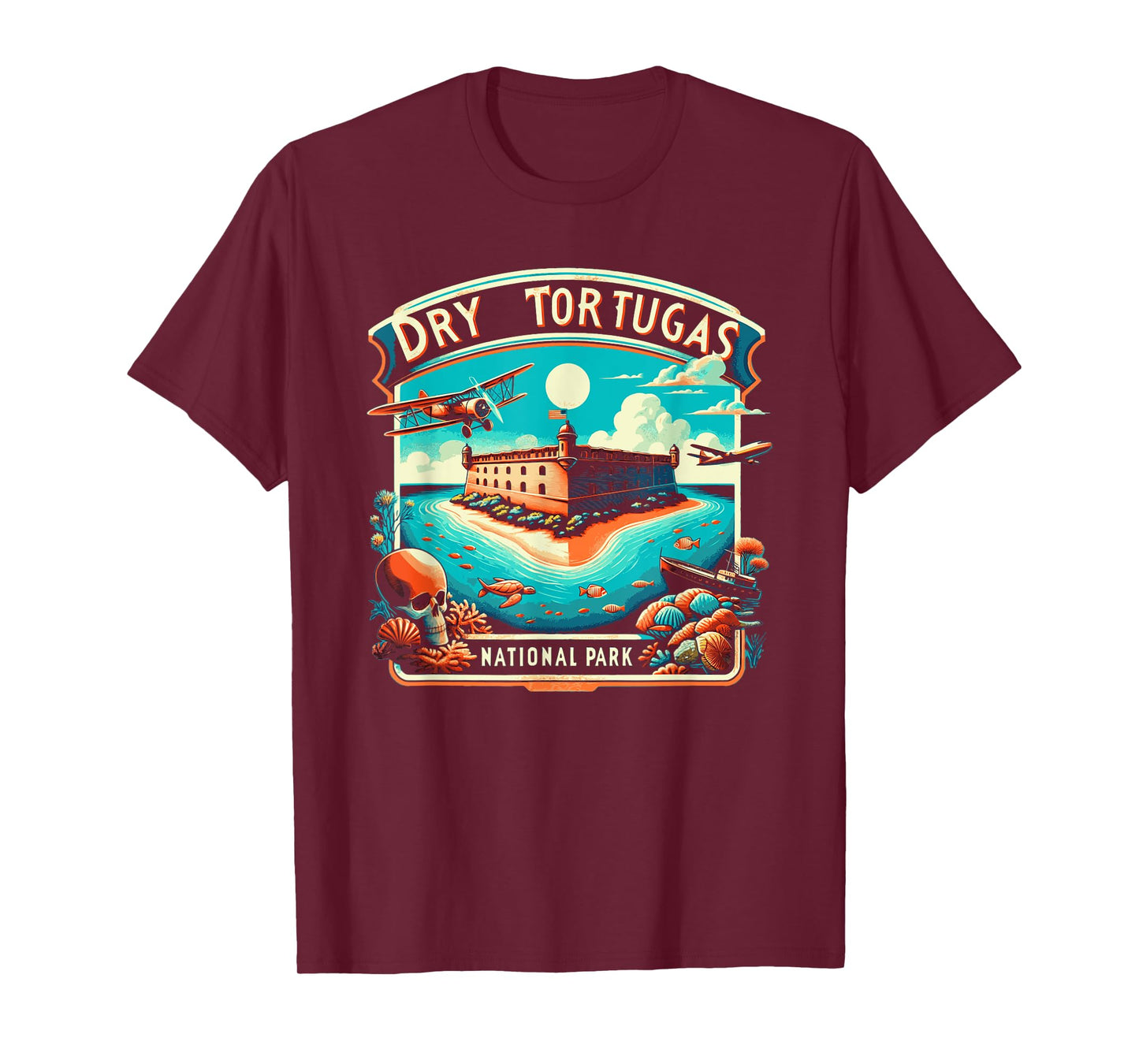 Borough & Bridge Dry Tortugas National Park Retro Inspired T-Shirt, Small, Black