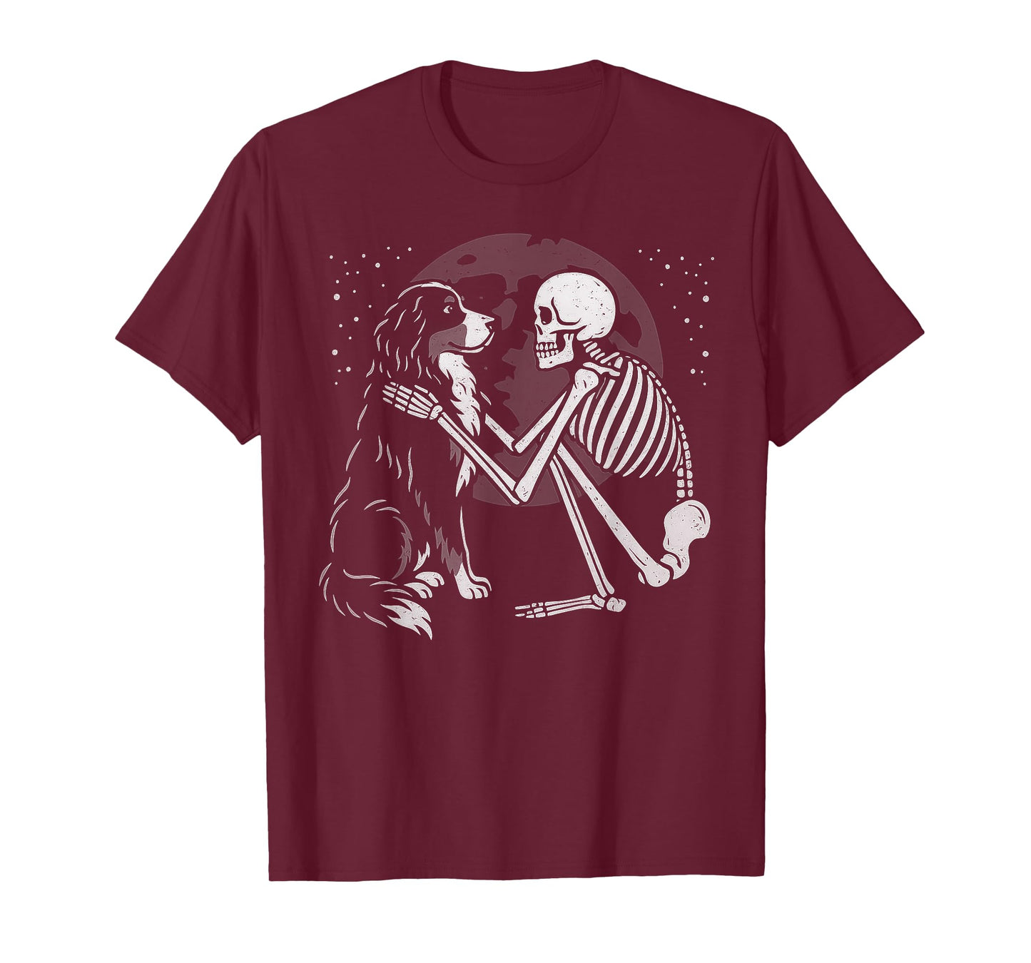 Bernese Mountain Dog Skeleton Moon Halloween Dog Lover T-Shirt