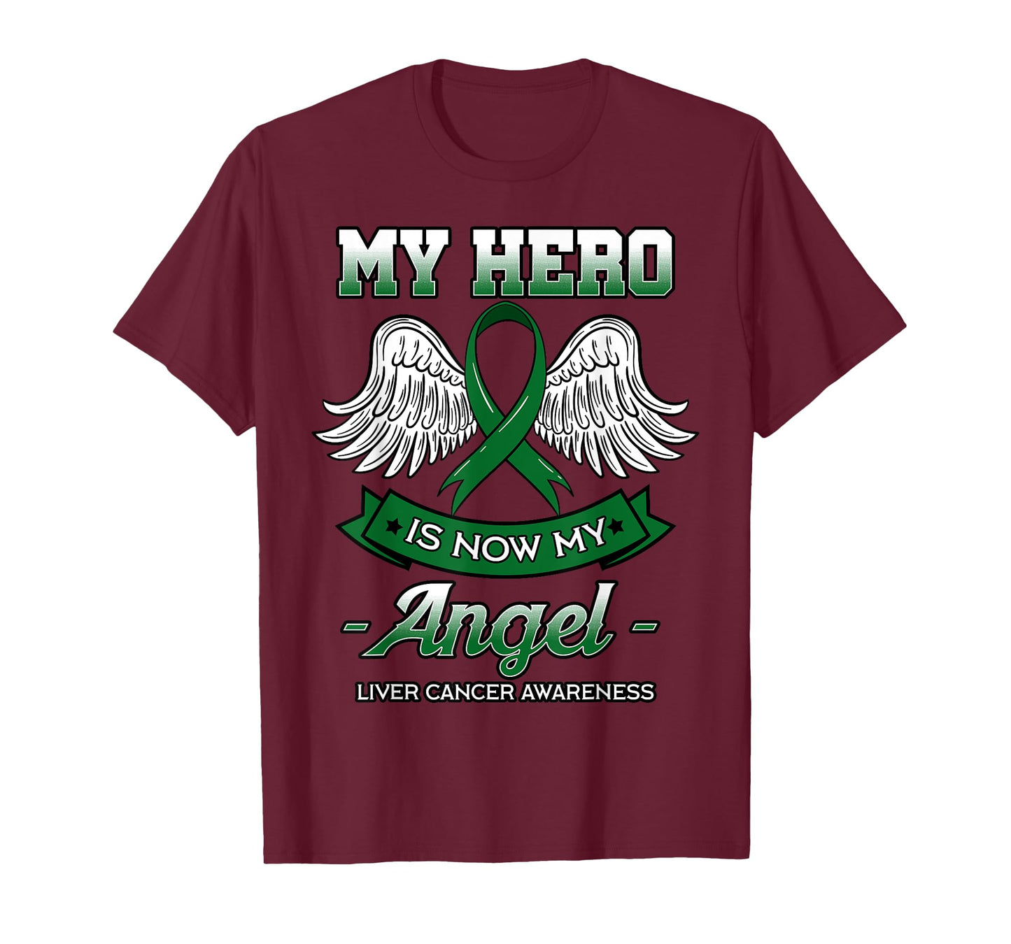 My Hero Is Now My Angel Liver Cancer Jaundice Clouds Green T-Shirt