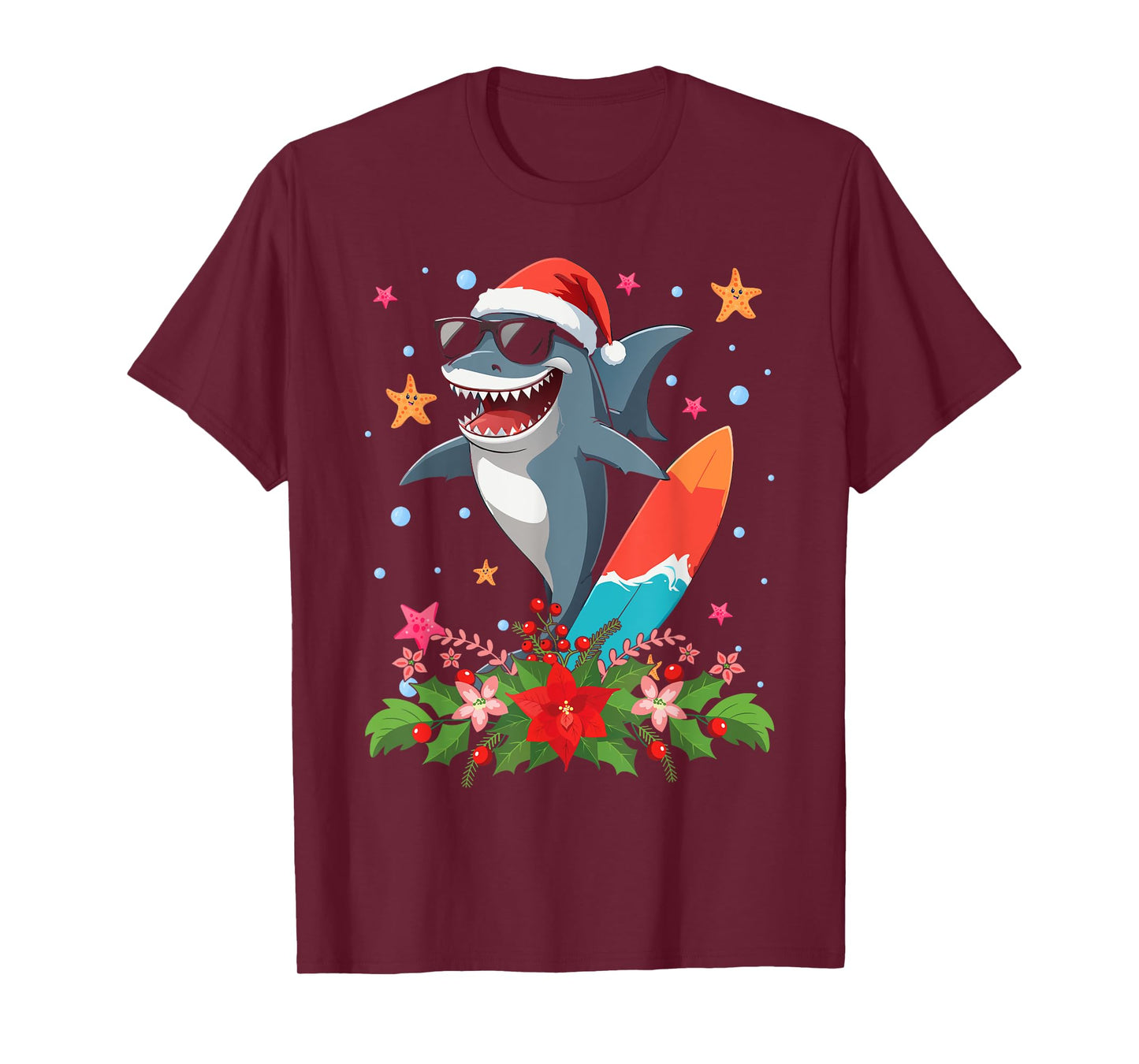 Funny Shark Hawaiian Summer Surfing Shark Christmas in July Men Women Kids T-Shirt