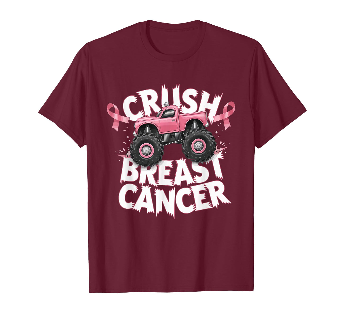 Crush Breast Cancer Pink Ribbon Adult Toddler Monster Truck T-Shirt
