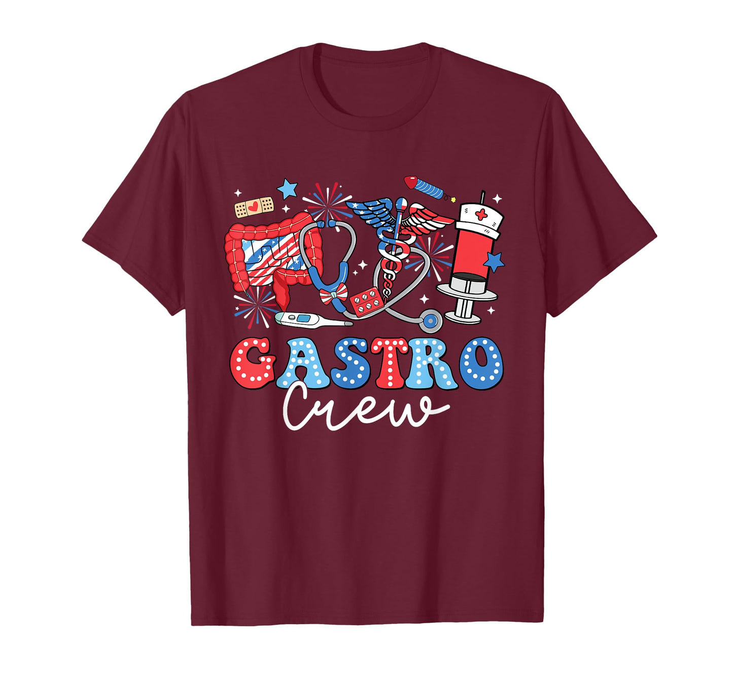 Groovy Gastro Crew Gastro Nurse USA Flag 4th Of July T-Shirt for Women Men