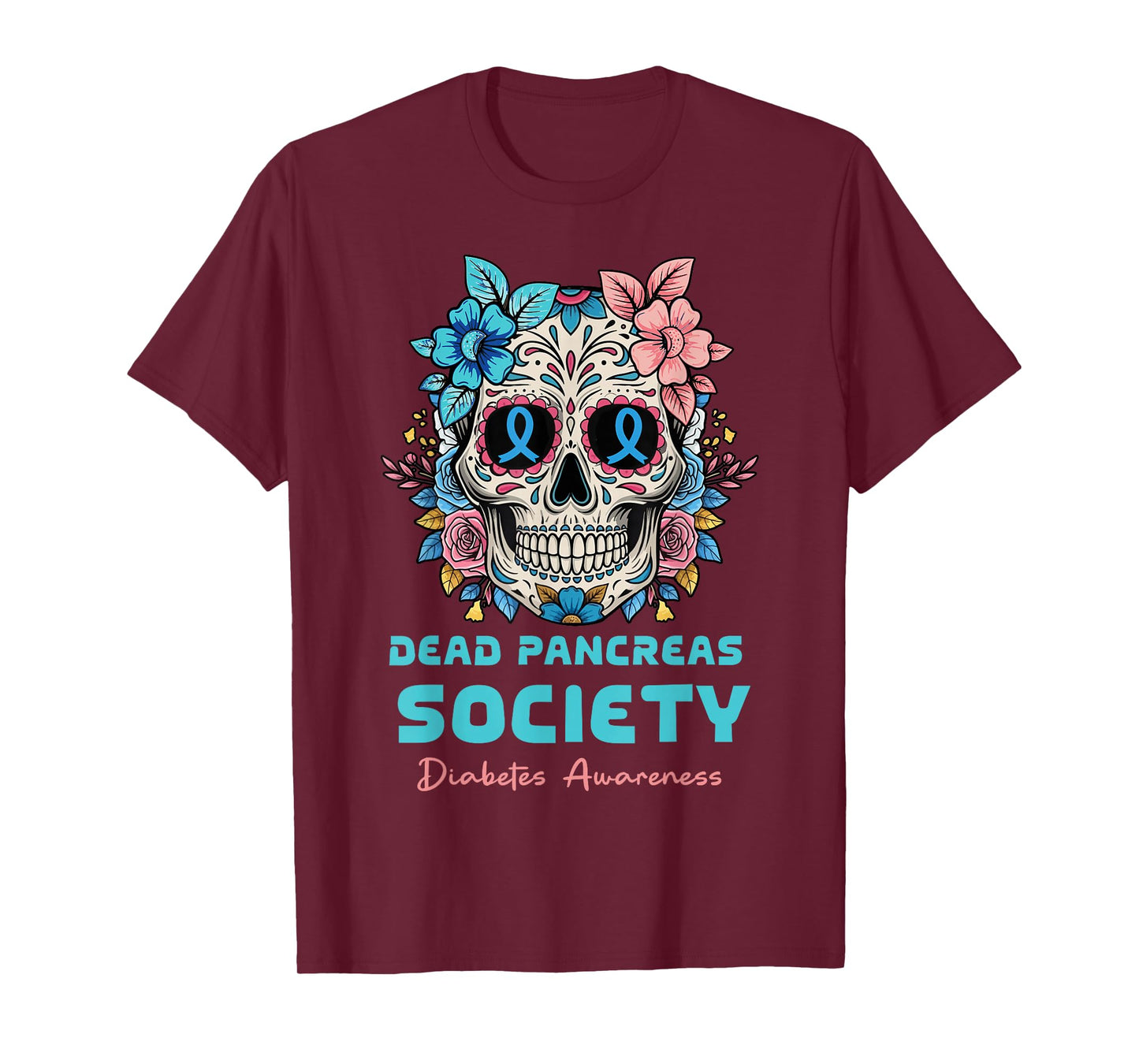 Dead Pancreas Society Floral Sugarskull Dia De Los Muertos T-Shirt
