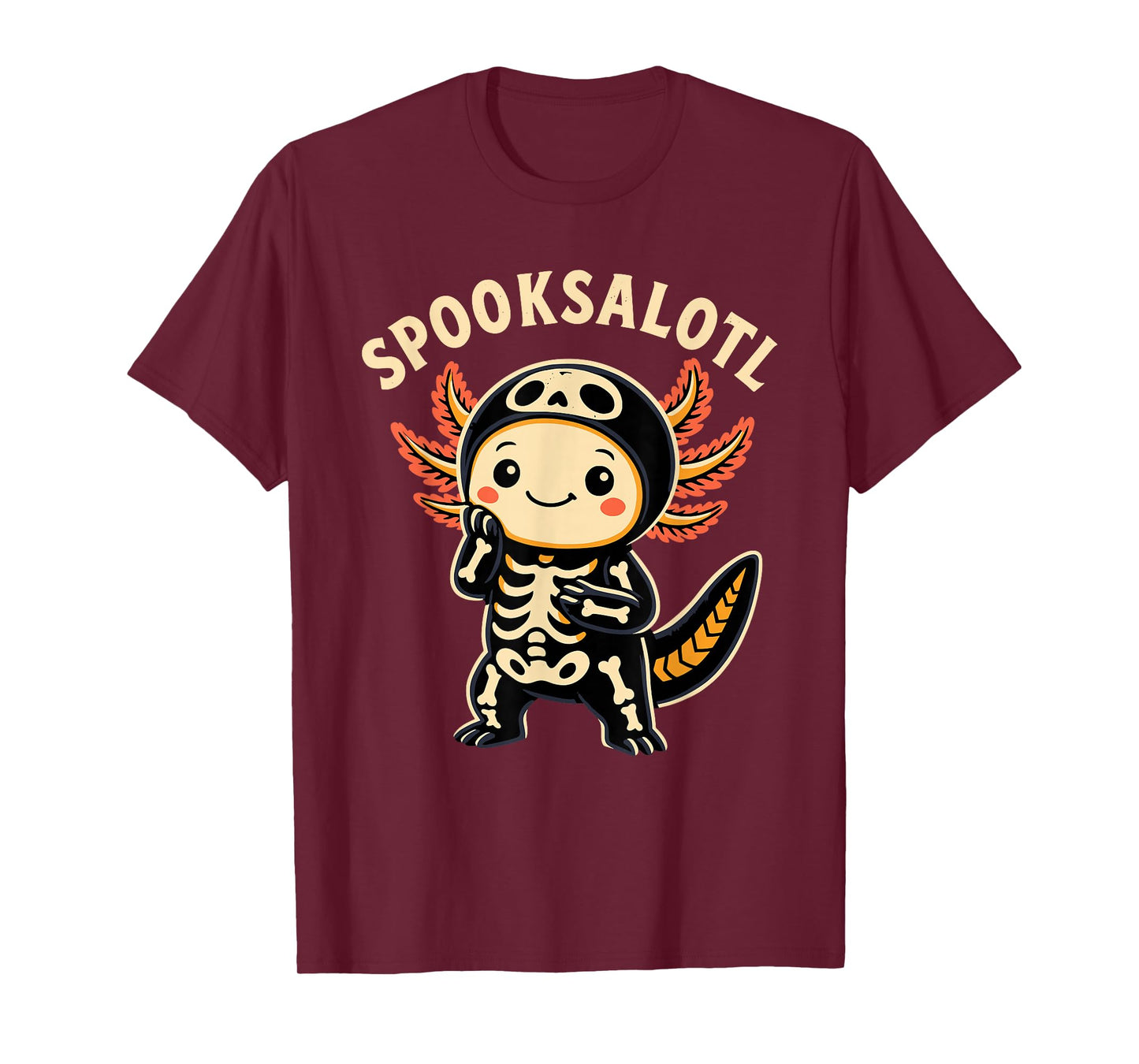 Spooksalotl Axolotl Cool Halloween Skeleton Costume Kawaii T-Shirt