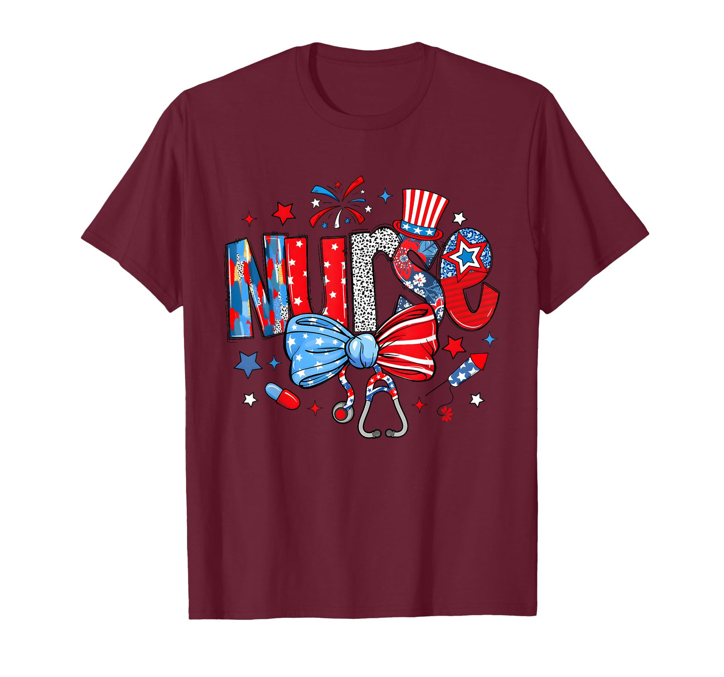 4th of July Nurse American Flag Fourth Of July Nurse T-Shirt