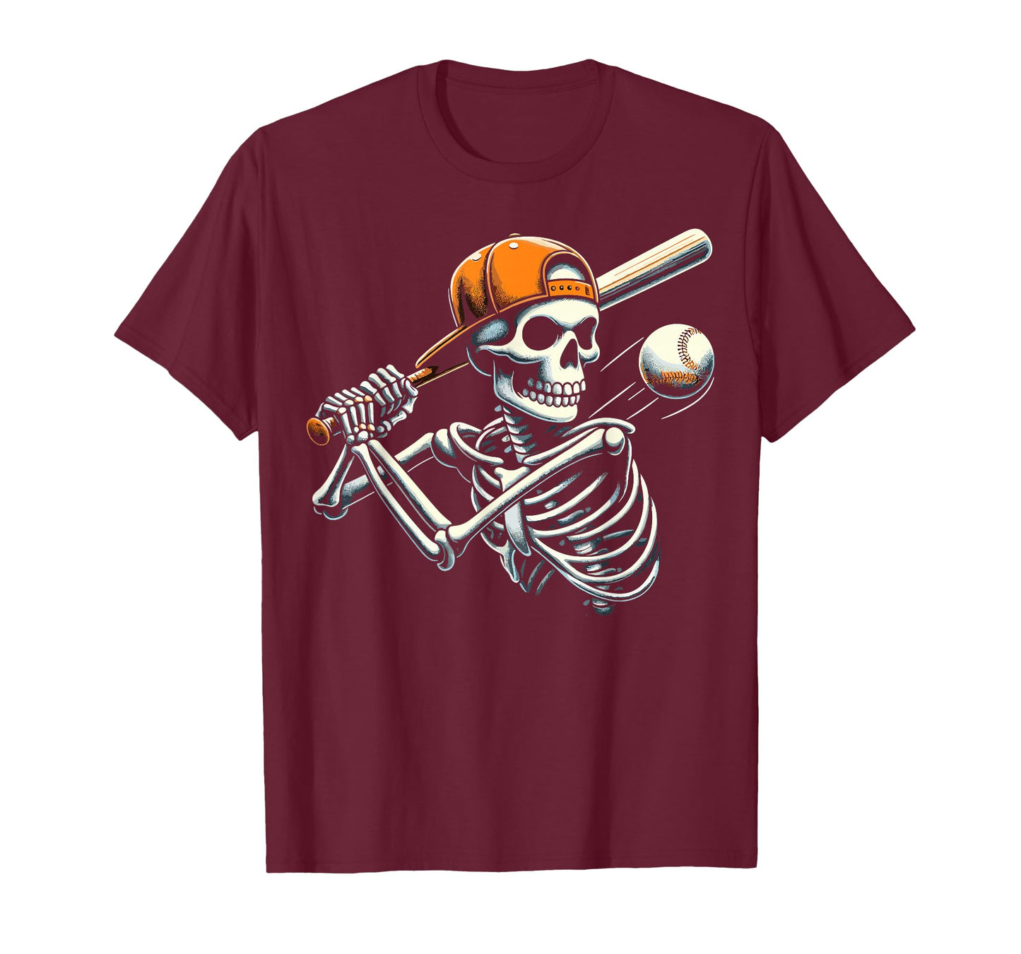 Halloween Boys Batting Skeleton Baseball T-Shirt