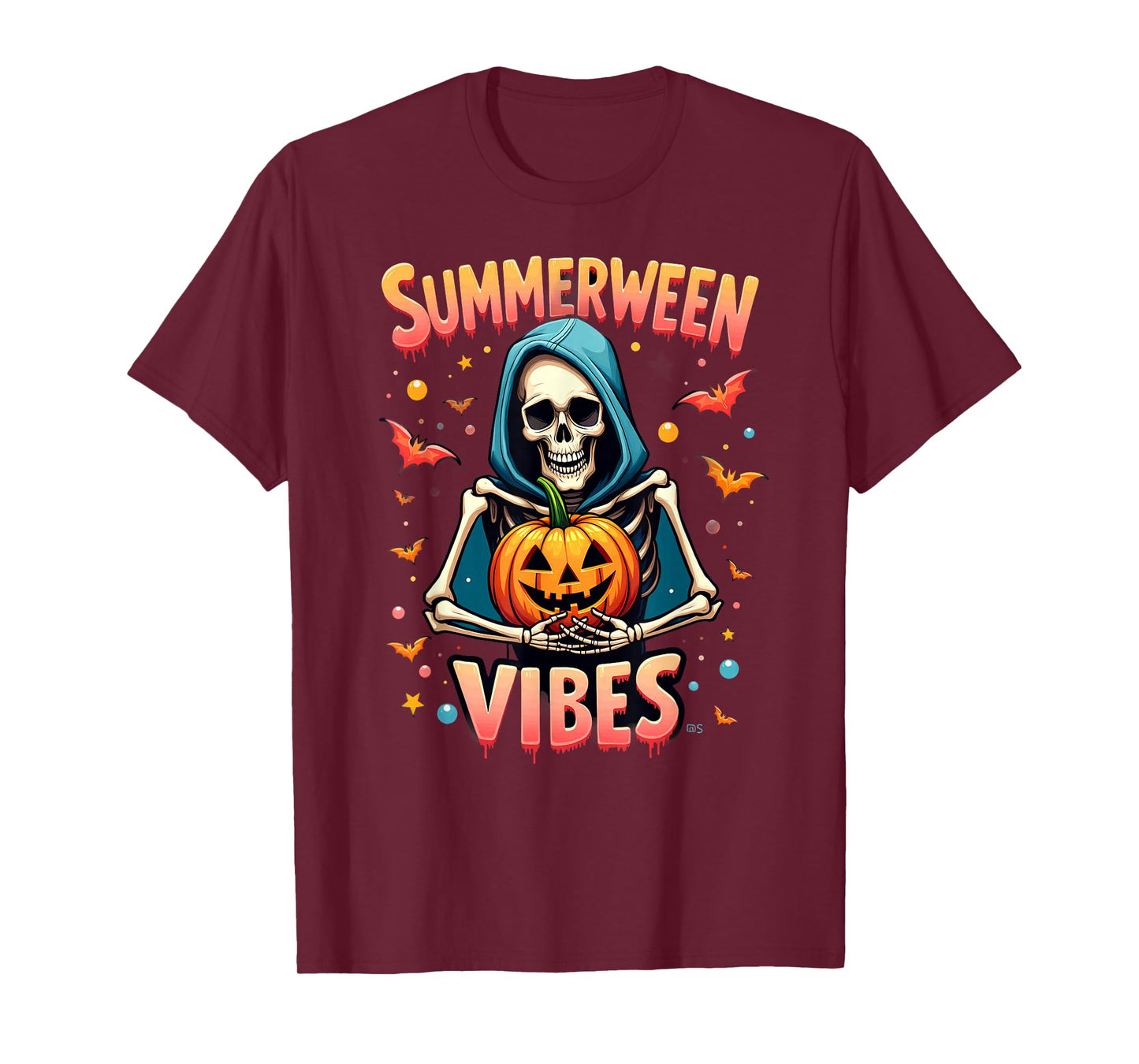 Ghost Skeleton Pumpkin Summerween Vibes T-Shirt