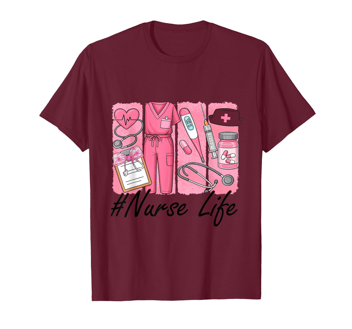 Retro Nurse Coquette Bow Nurse Life Rn Cna Brushstroke Nurse T-Shirt