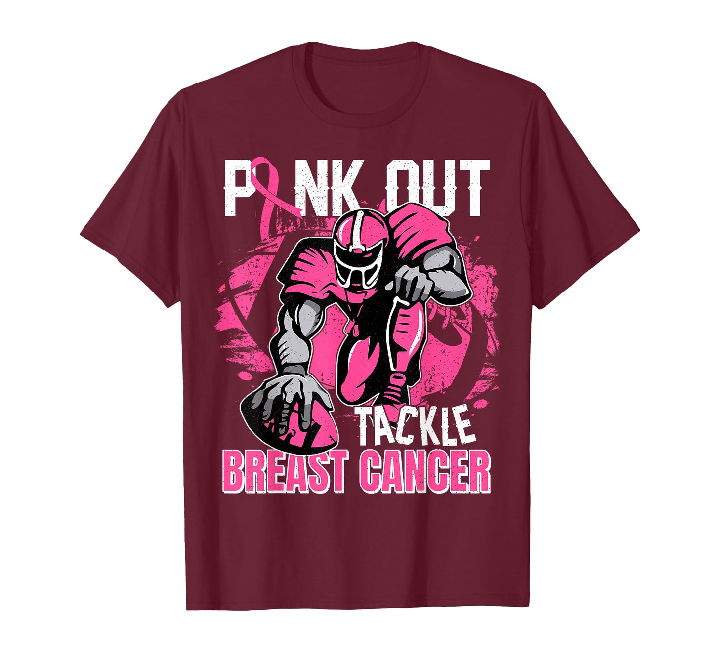 Football Pink Out Tackle Breast Cancer Awareness Cheer Mom T-Shirt