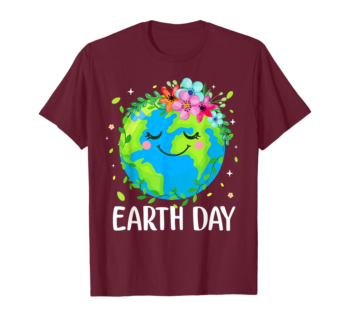 Earth Day 2025 Gifts Unisex-Adults & Kids Modern Floral Black Crew Neck Short Sleeve Polycotton Stretchable Themed T-Shirt Small
