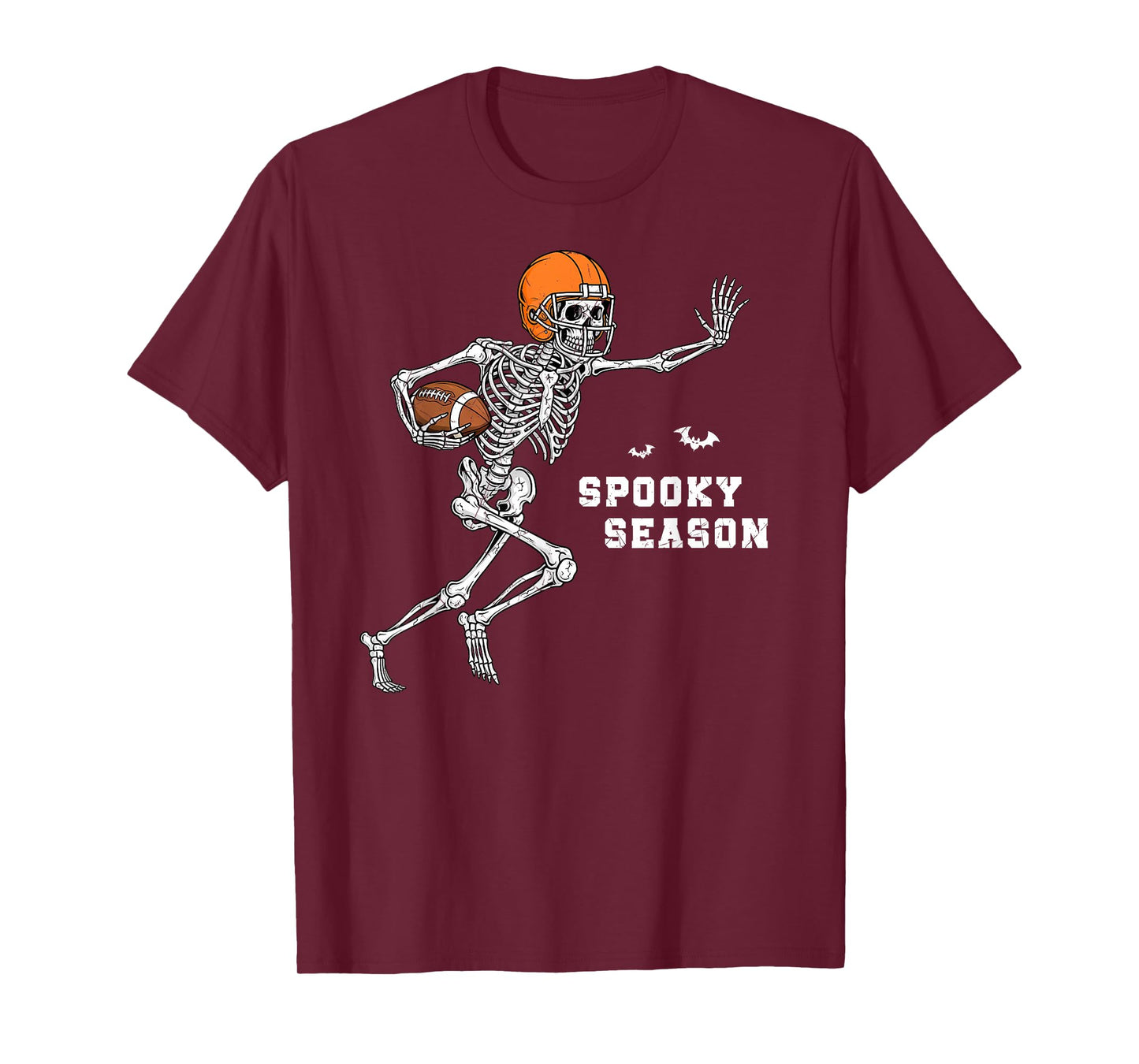 Spooky Season Skeleton Football Running Back Player T-Shirt
