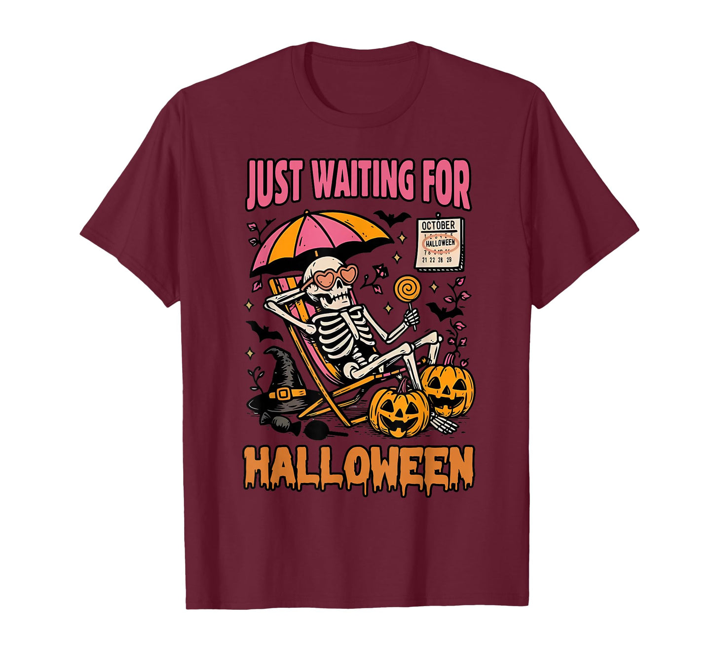 Waiting for Halloween Skeleton Spooky Season 2025 T-Shirt