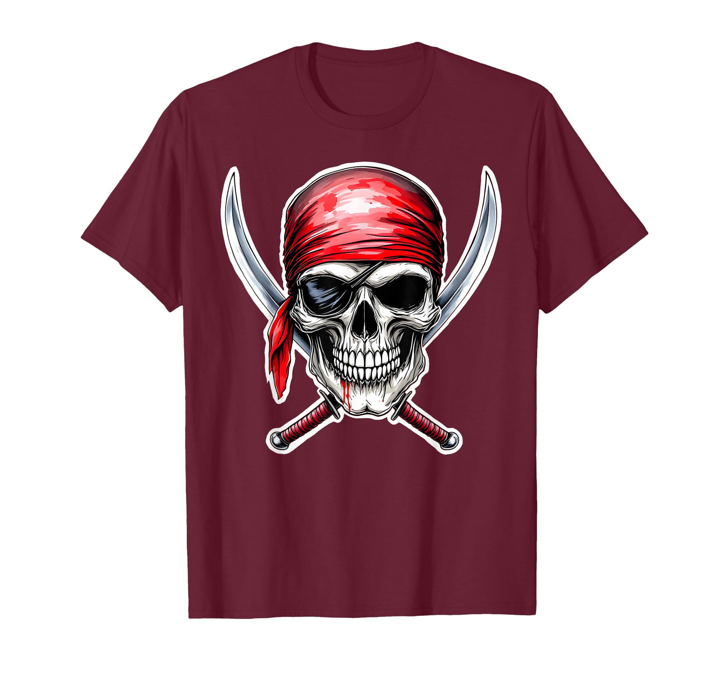 Pirate Flag Skull and Crossbones Skeleton Costume Halloween T-Shirt
