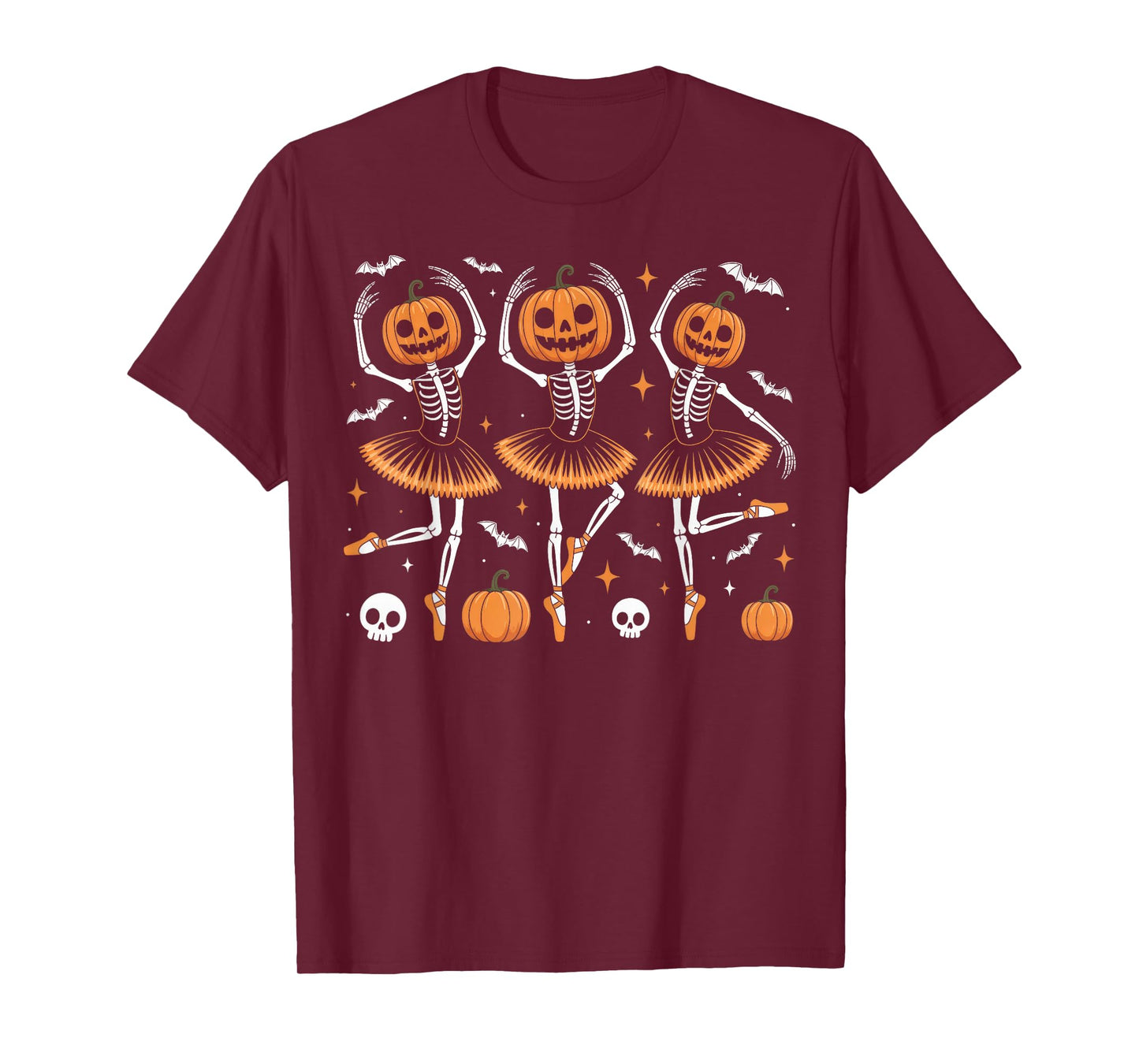 Ballet Pumpkin Skeleton Scary Halloween Men Women Girl T-Shirt