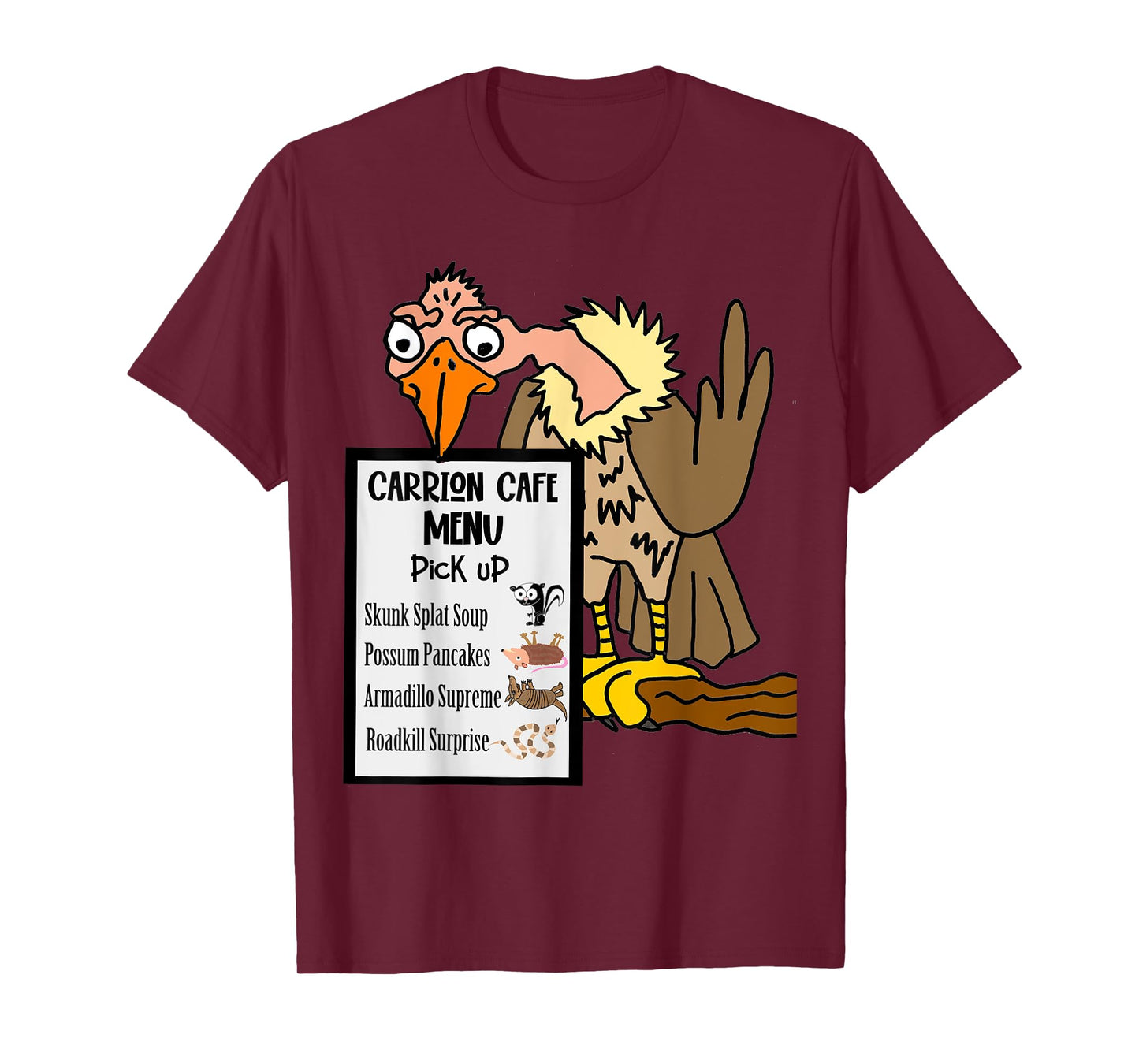 Smileteesfunny Funny Buzzard with Road-kill Menu T-Shirt