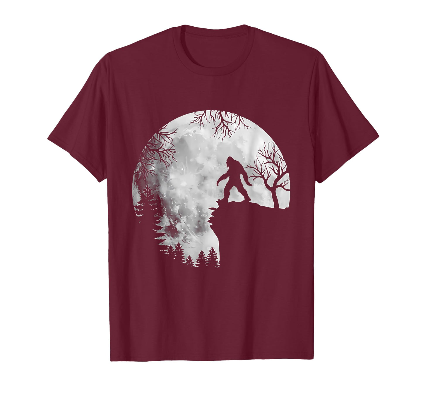 Bigfoot Sasquatch Full Moon In The Forest For Men Women Kids T-Shirt