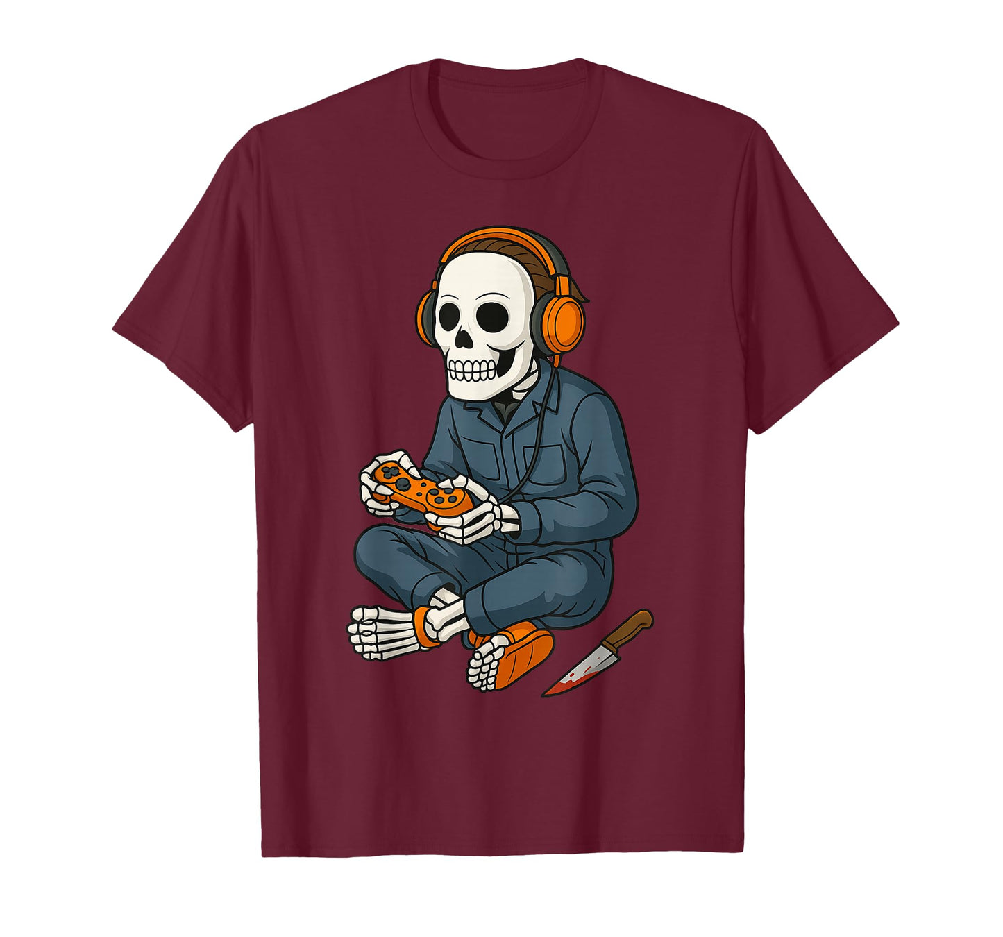Halloween Skeleton Gamer Video Gaming Funny Skeleton Gaming T-Shirt