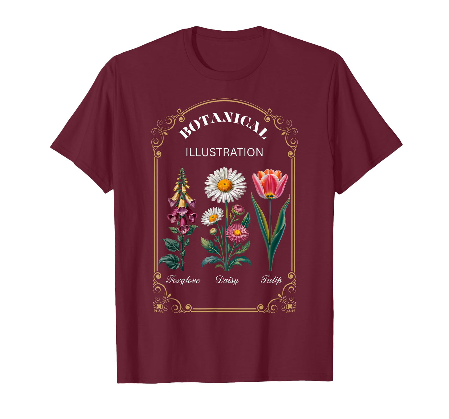 Foxglove Daisy Tulip Vintage Flower Arrangement T-Shirt
