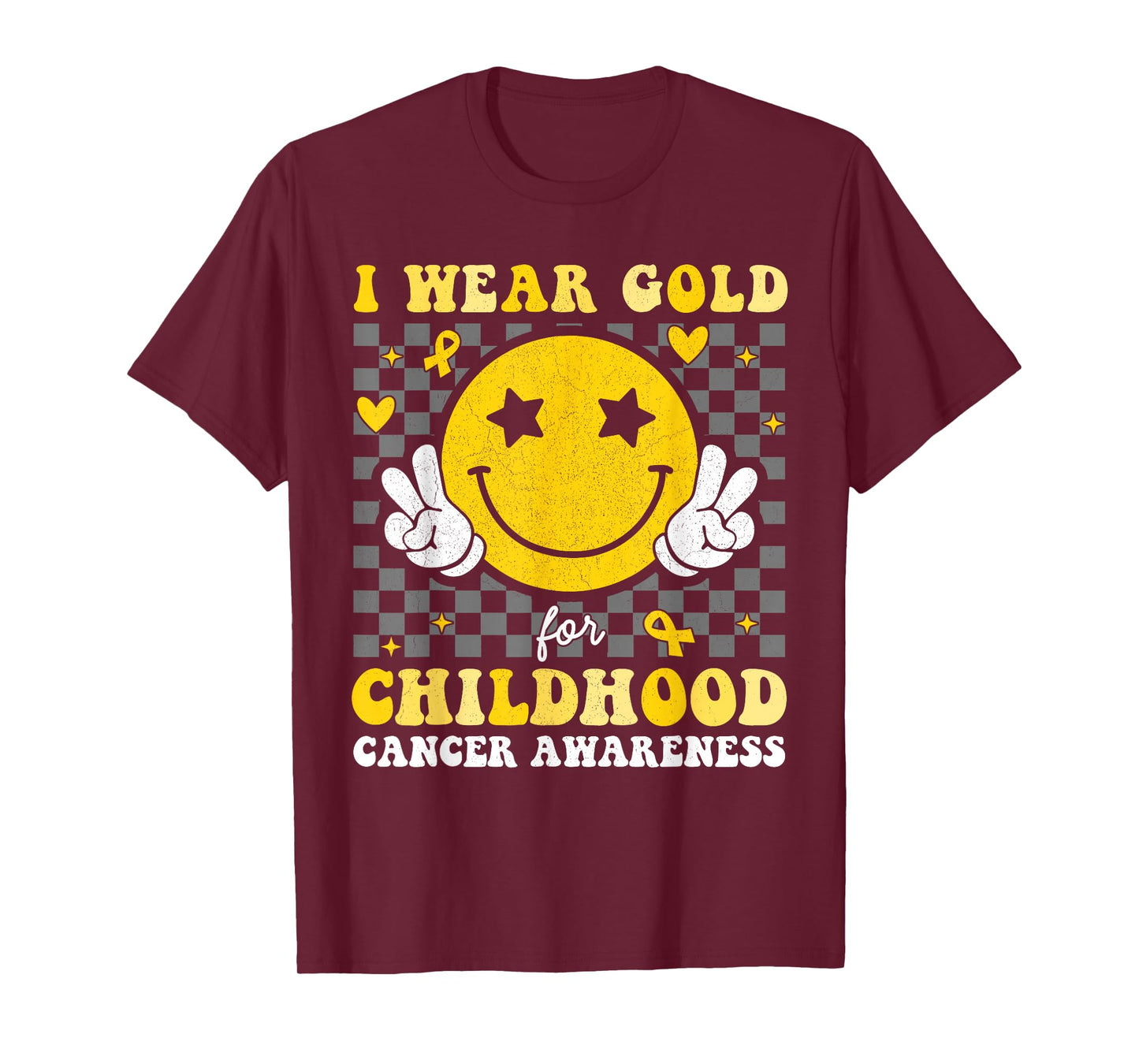 Retro I Wear Gold For Childhood Cancer Awareness Kids T-Shirt