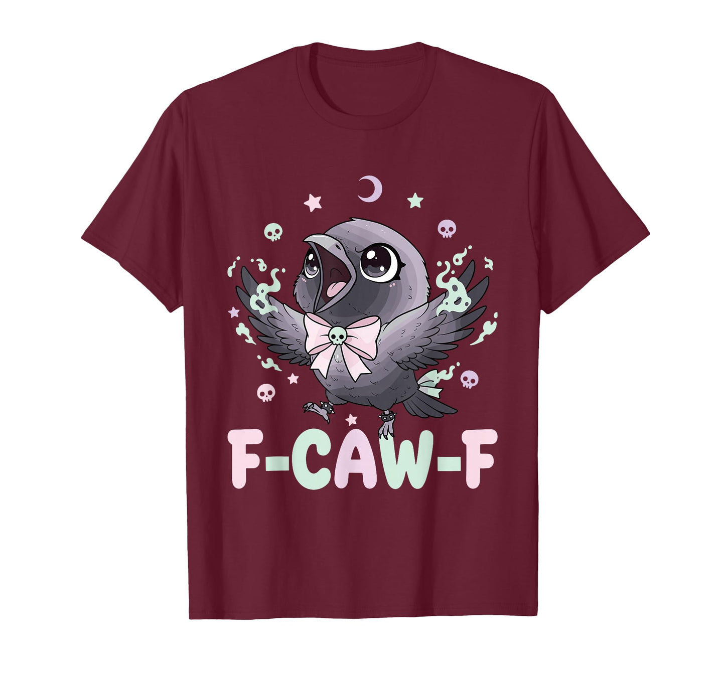 Kawaii Pastel Goth Black Crow F-Caw-F Funny Gothic Humor T-Shirt