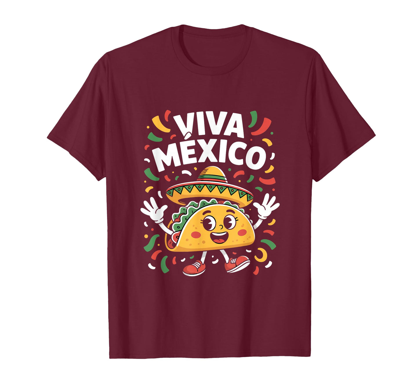 Viva Mexico Taco Sombrero Fiesta Confetti T-Shirt