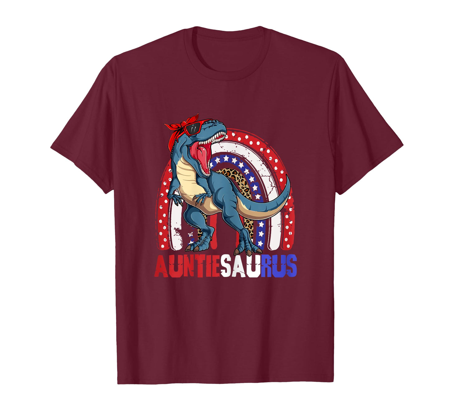 Auntiesaurus T Rex Dinosaur Auntie Saurus Family 4th of July T-Shirt