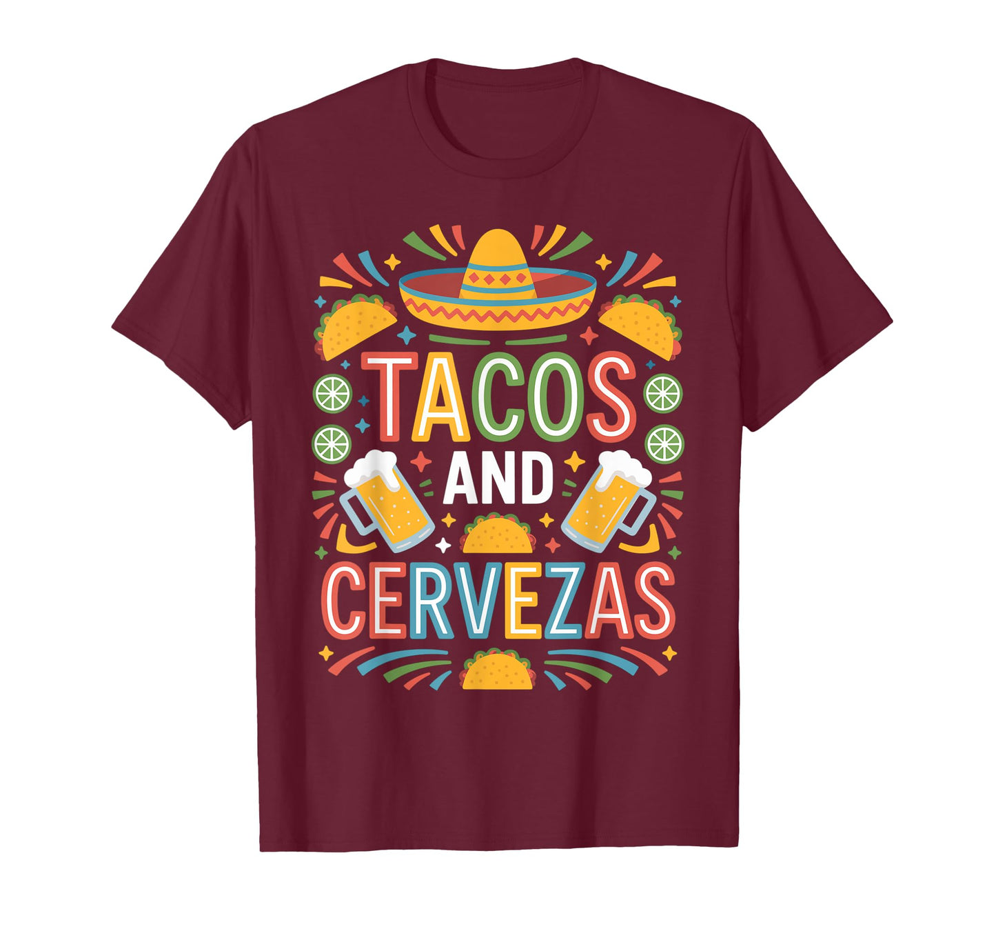 Tacos And Cervezas Fiesta Sombrero T-Shirt