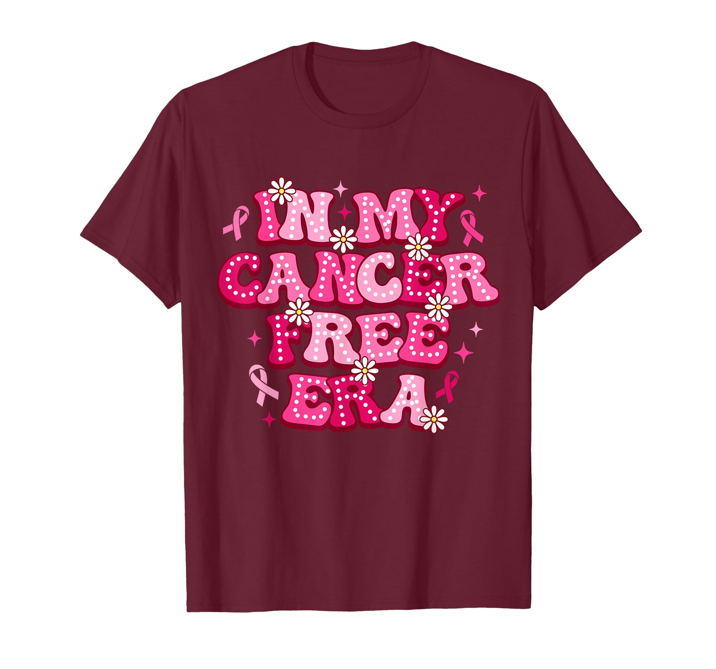 Groovy In My Cancer Free Era Breast Cancer Awareness Support T-Shirt