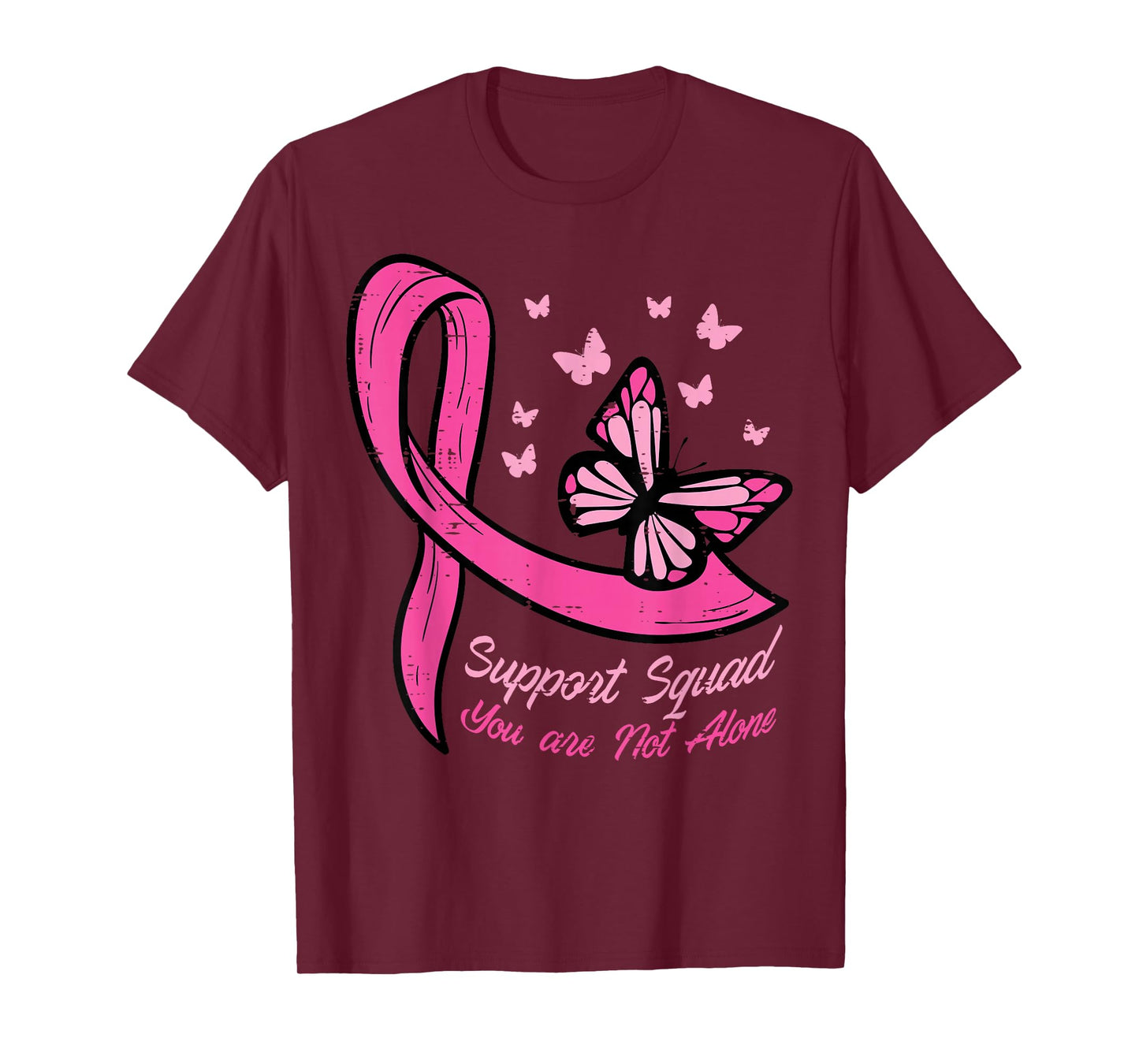 Breast Cancer Ribbon Butterfly Support Squad Women Men Kids T-Shirt