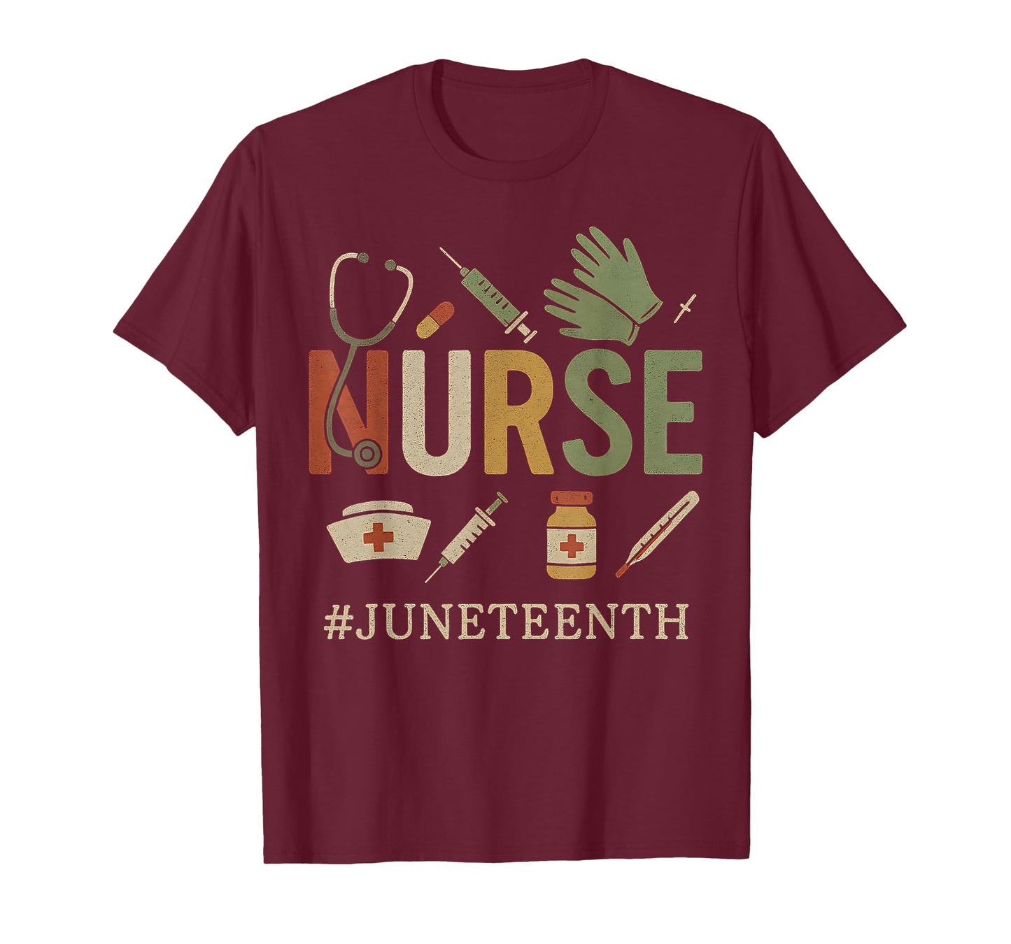 Juneteenth Nurse Black Freedom Day 1865 Nursing Stethoscope T-Shirt