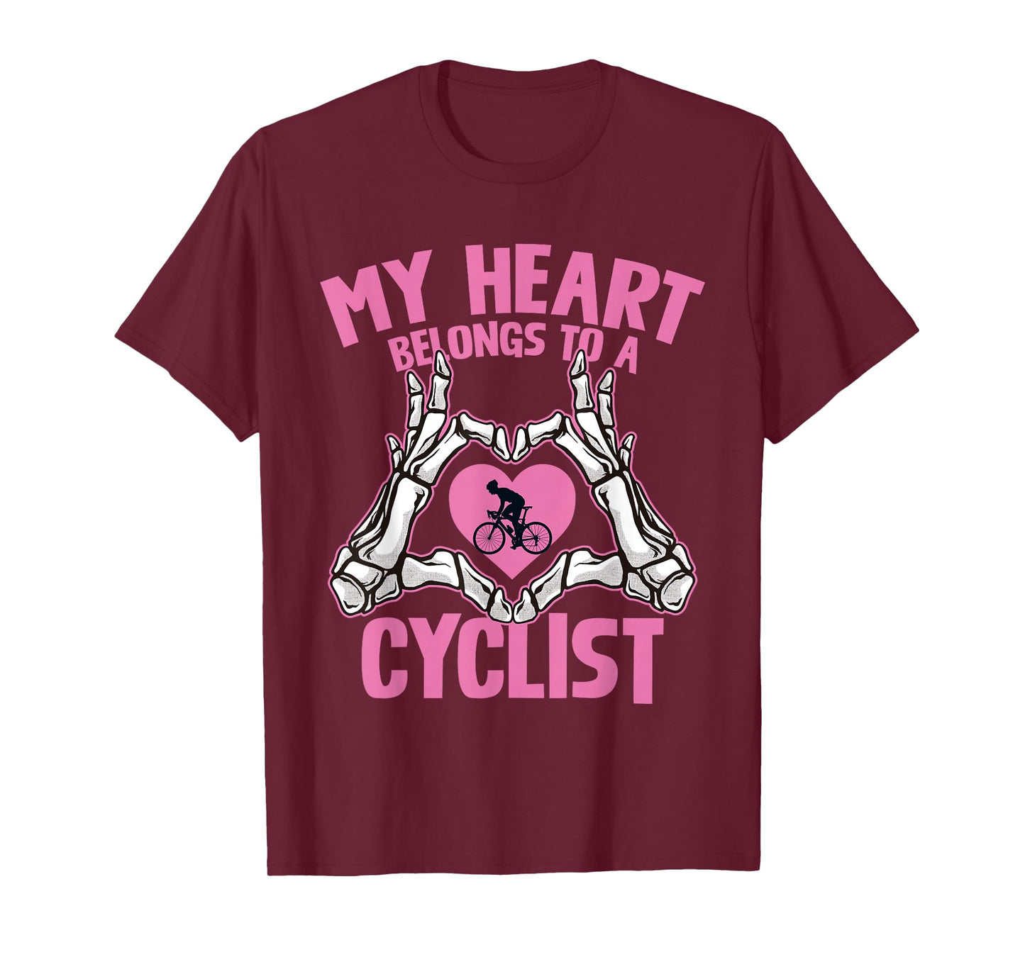My Heart Belongs to A Cyclist Skeleton Heart Road T-Shirt