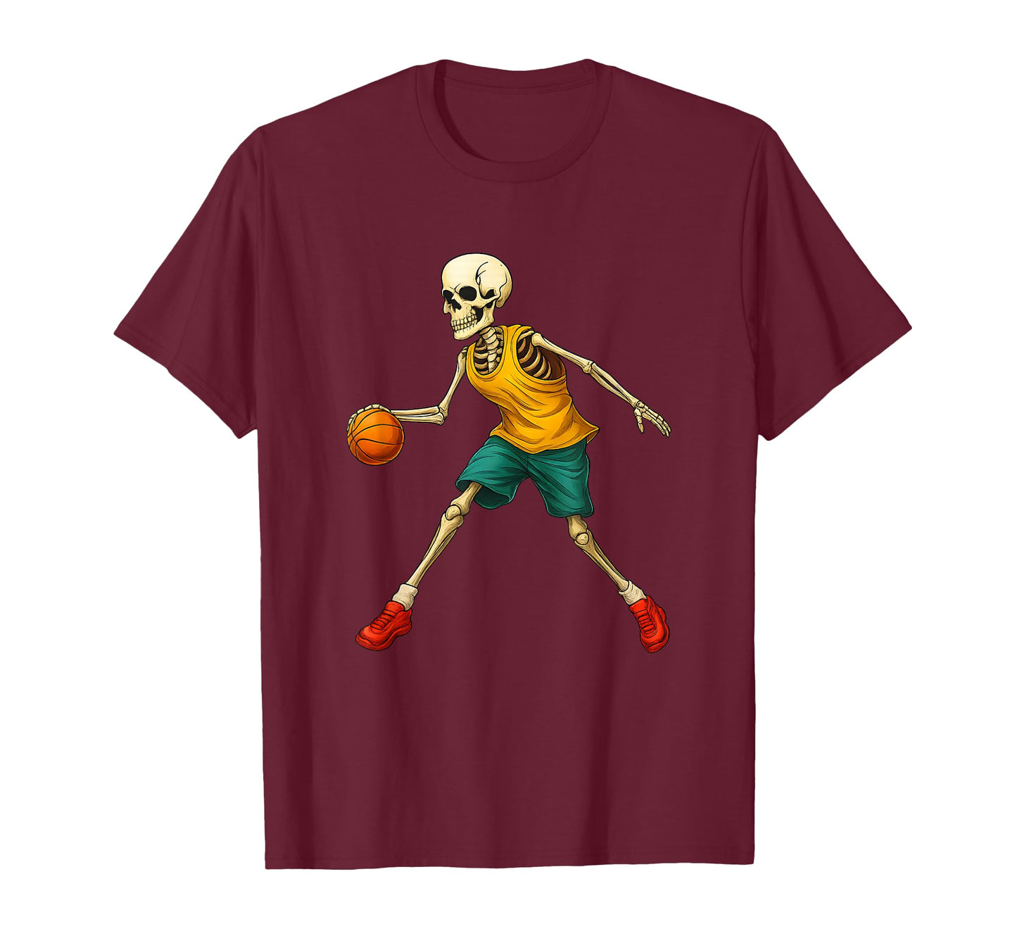 Basketball Skeleton Spooky Sports Halloween Design T-Shirt