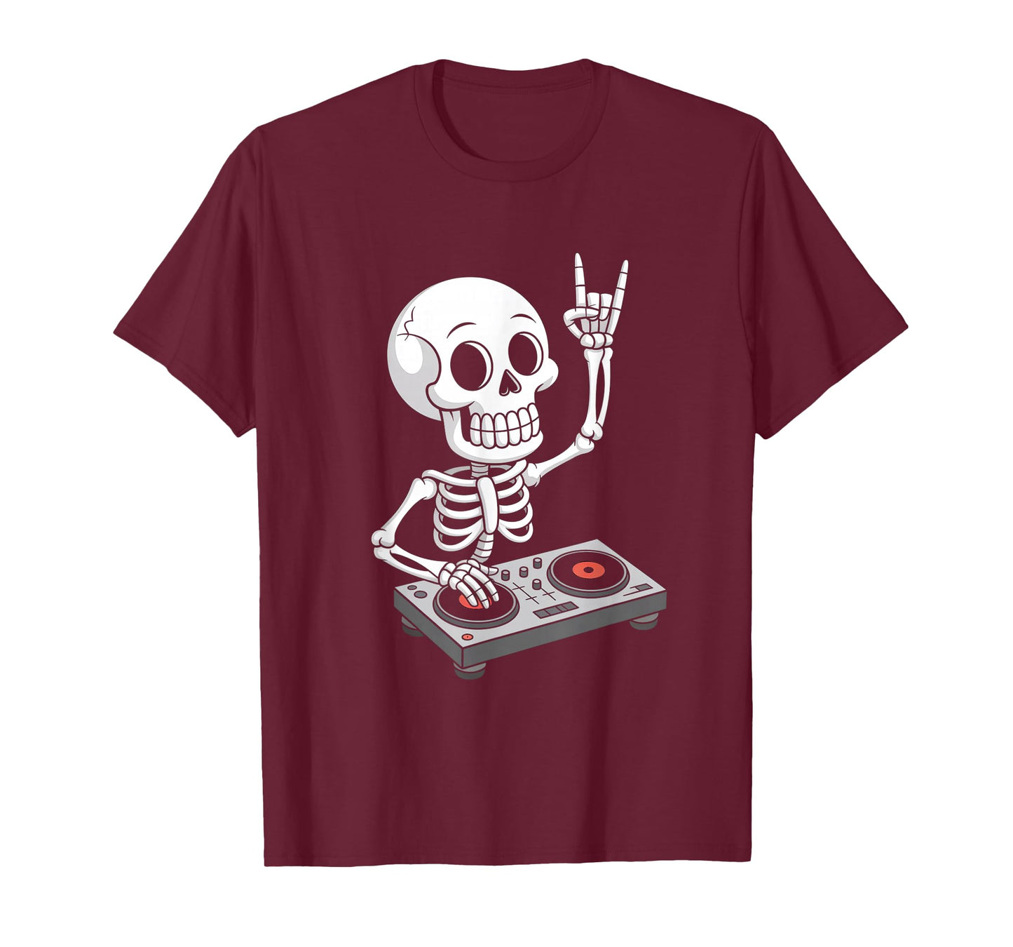 Skeleton DJ on Turntables EDM Synthesizer Rave Music Ghost T-Shirt
