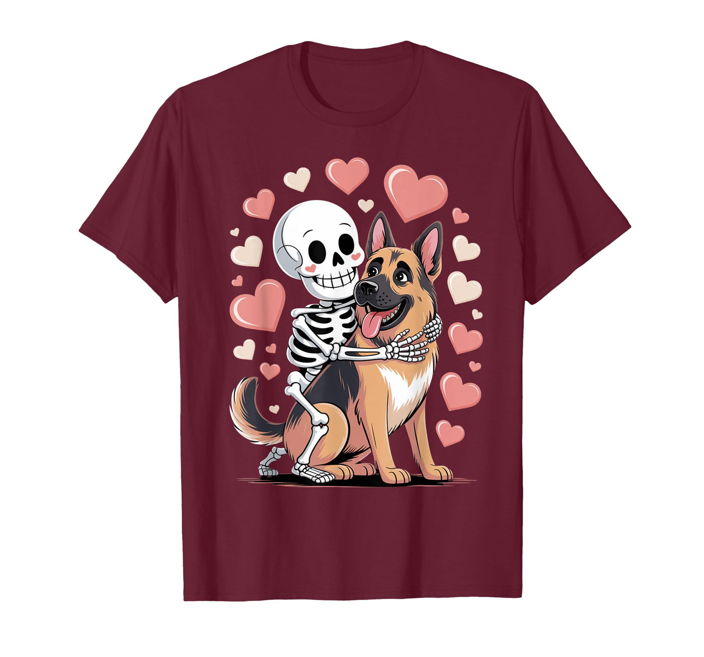 German Shepherd Skeleton Hug Cute Halloween Love T-Shirt
