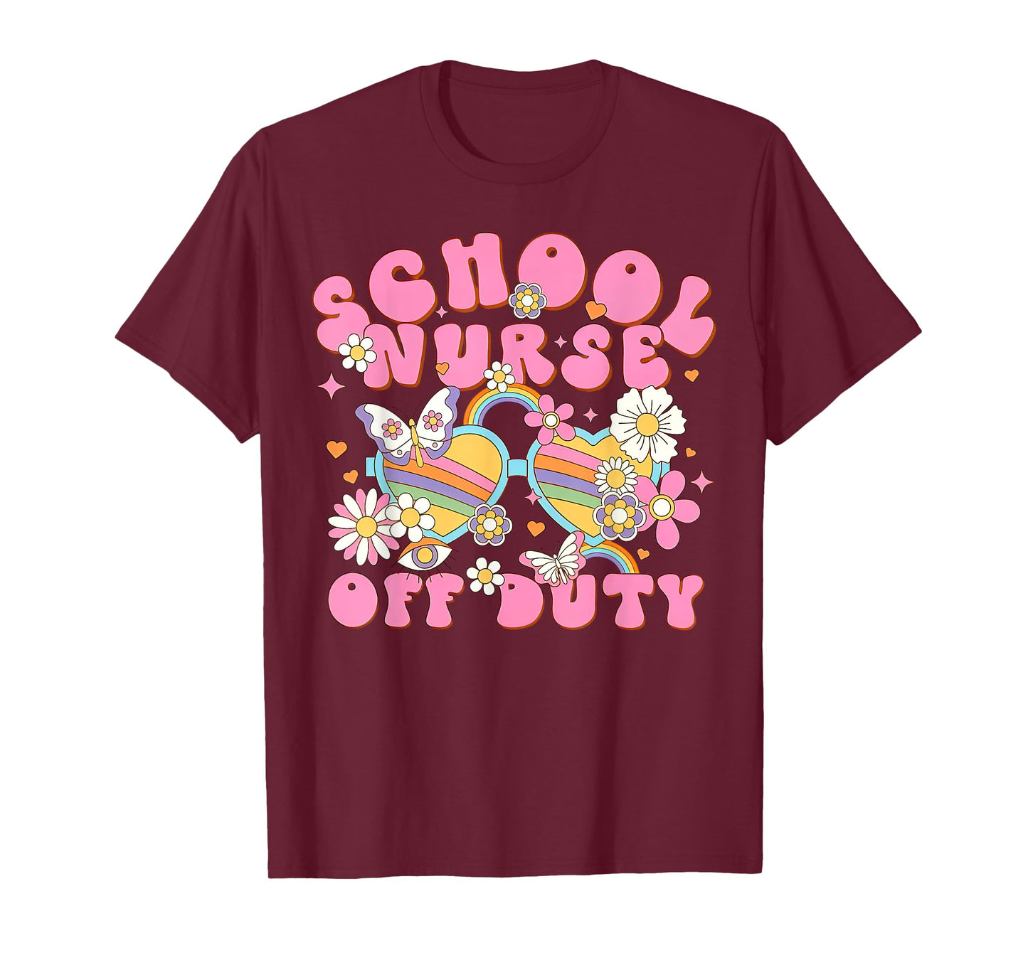 Retro School Nurse Off Duty Glasses Last Day Of School T-Shirt
