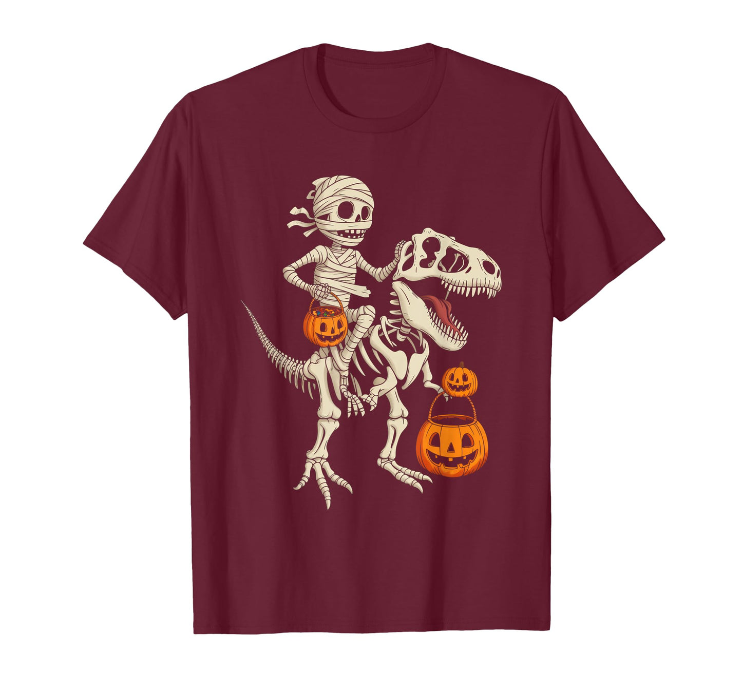 Funny Skeleton Riding Dinosaur T Rex Kids Boys Men Halloween T-Shirt