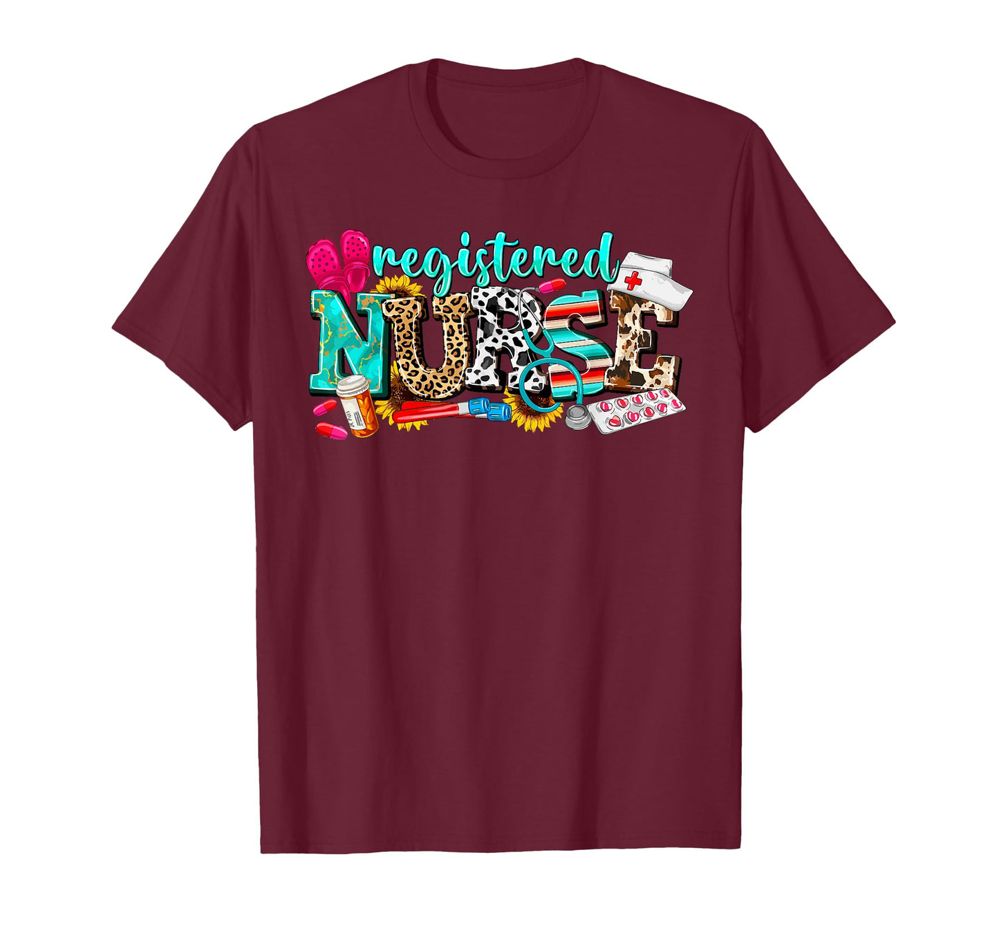 RN Nurse Leopard Print Registered Nurse Nursing School Women T-Shirt