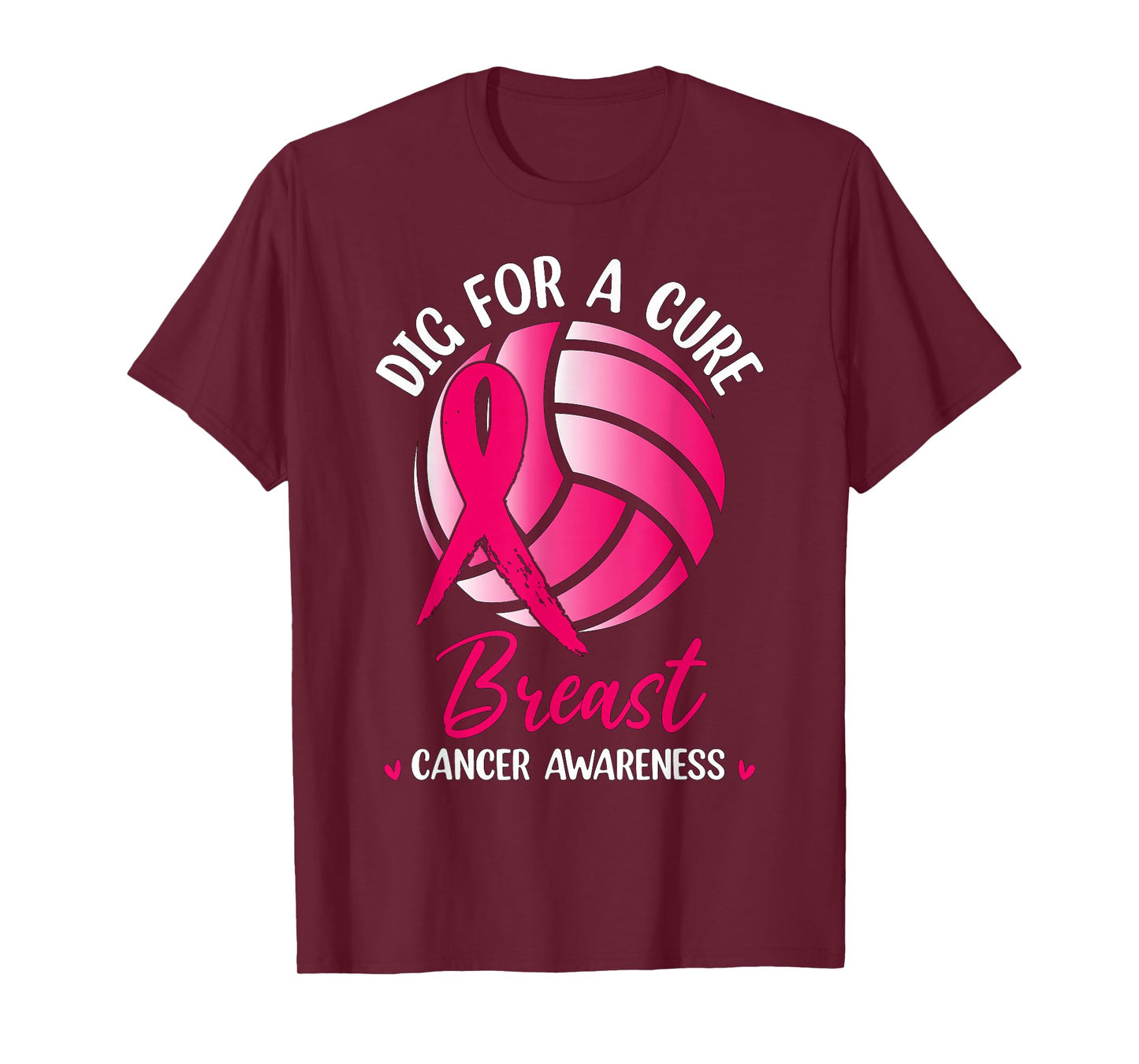 Dig For Cure Ribbon Volleyball Breast Cancer Awareness Pink T-Shirt