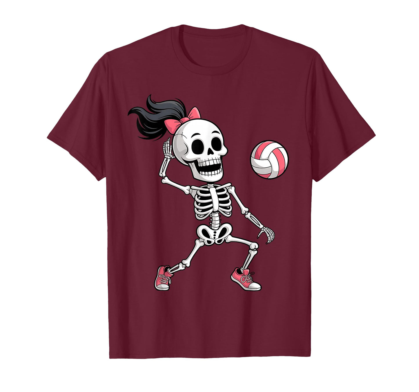 Skeleton Volleyball Halloween Costume Funny Women Girls Kids T-Shirt