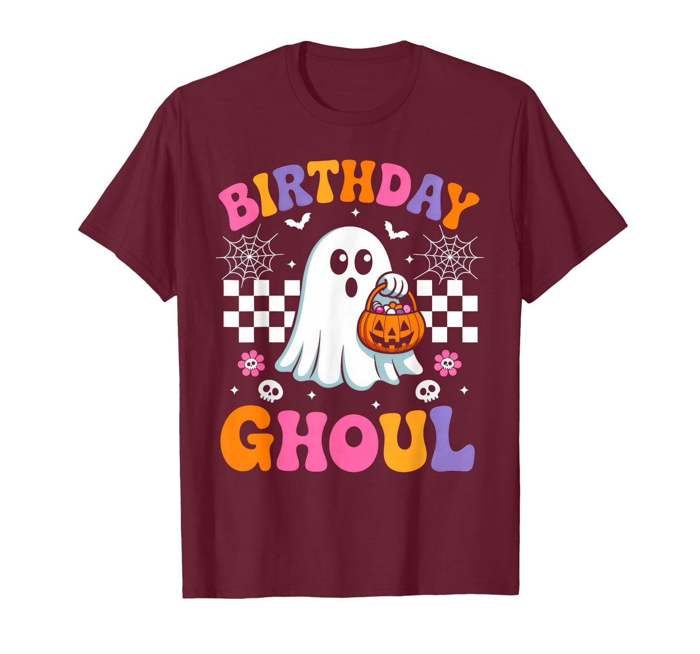 Birthday Ghoul Floral Ghost Groovy Retro Halloween Costume T-Shirt