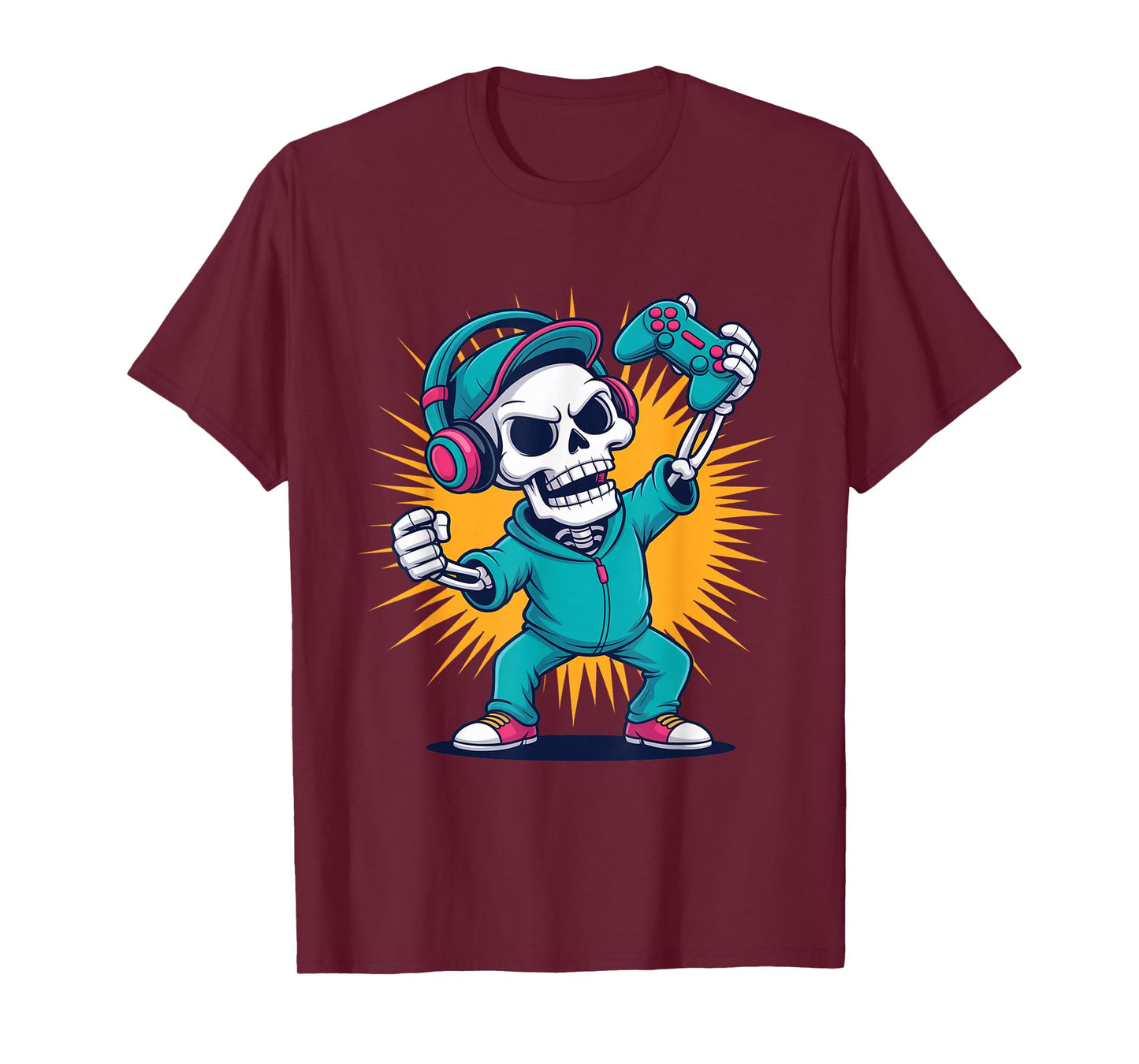 Funny Halloween Skeleton Gamer T-Shirt