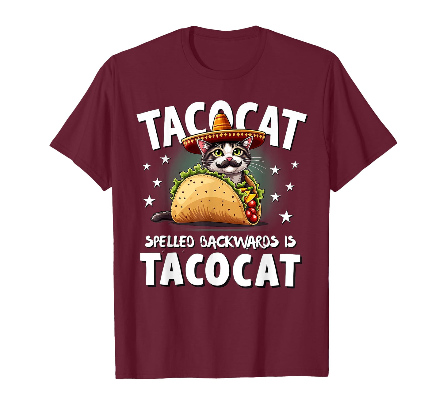 Tacocat Spelled Backward Is Tacocat Mexican Food Cat Lover T-Shirt for Men Women Kids