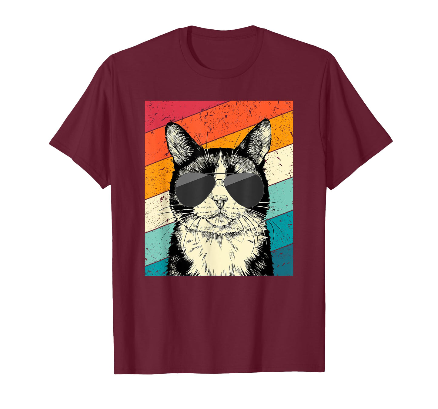 Retro Vintage Tuxedo Cat with Sunglasses Cat Lovers T-Shirt for Men Women Kids