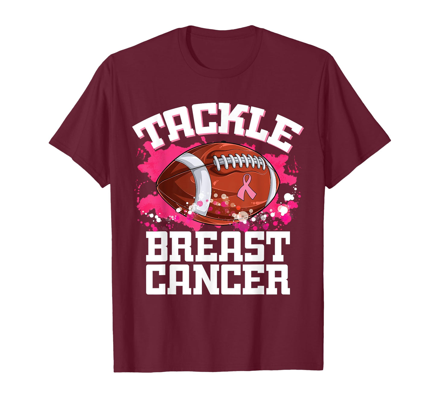 Tackle Football Ribbon Breast Cancer Awareness Boys Kid T-Shirt
