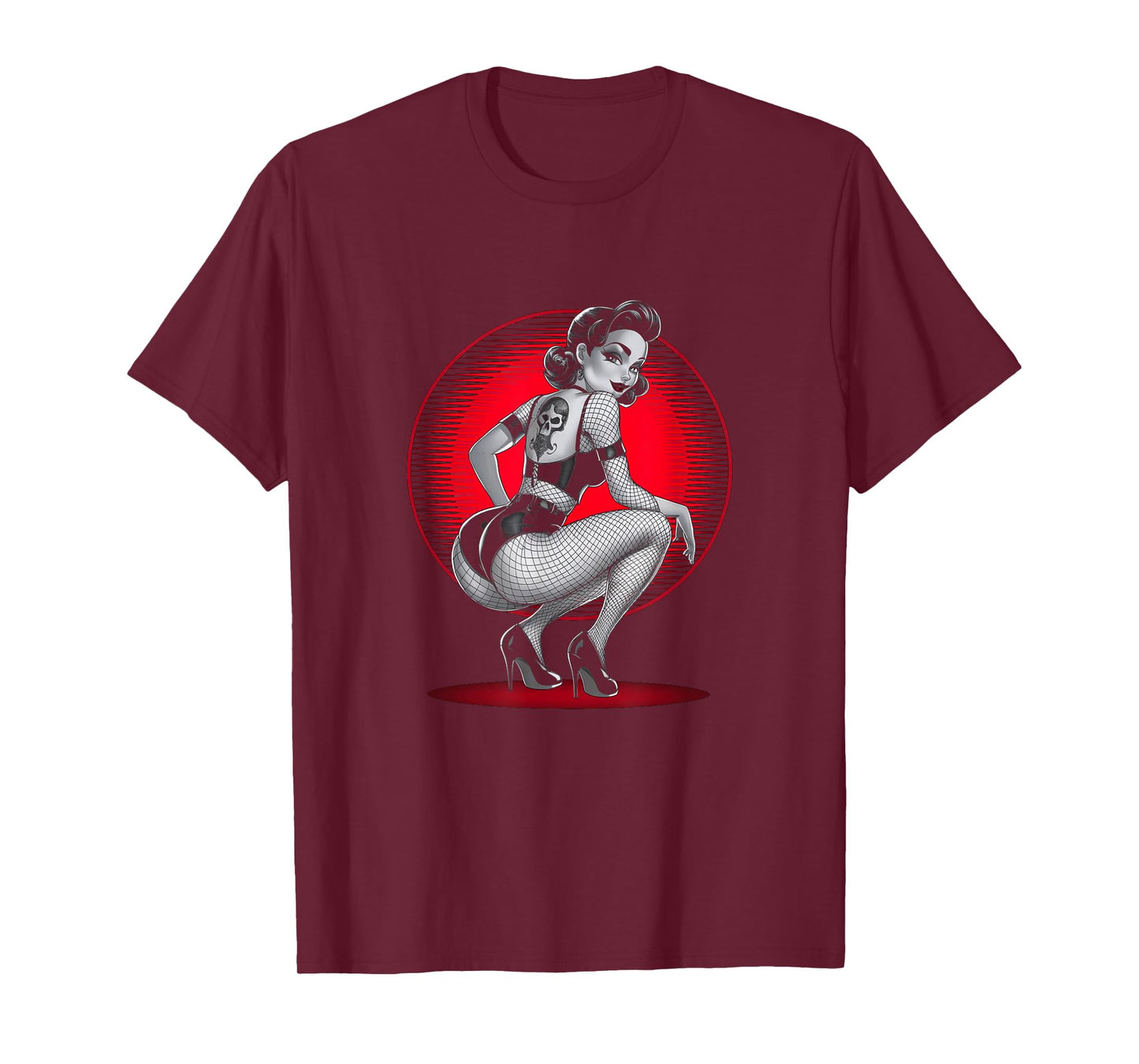Retro Gothic Halloween Men Women Tees Tattoo Goth Pin-up Girl Vintage Rockabilly Unisex-Adults T-Shirt Black Small Short Sleeve