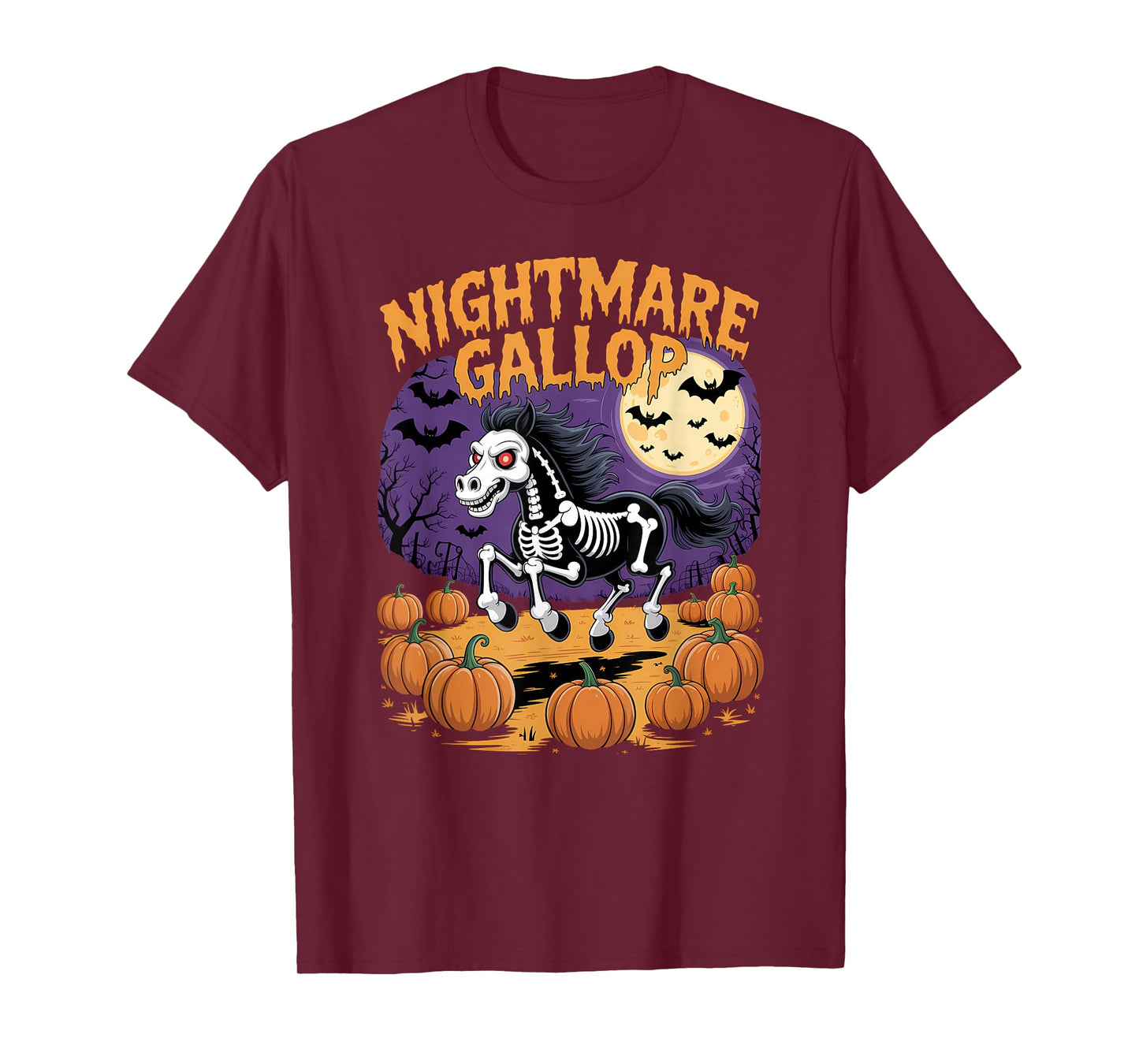Nightmare Gallop Skeleton Horse Halloween Costume T-Shirt