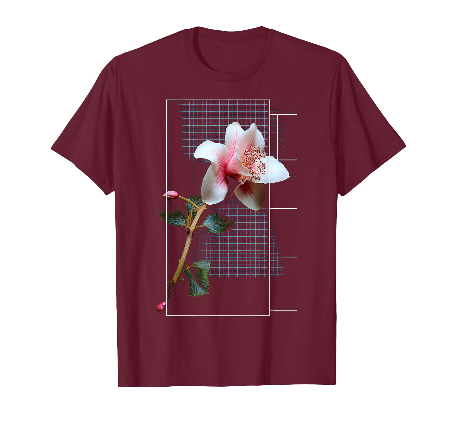 Flower Illustration Artwork Geometric Graphic Art Flower T-Shirt