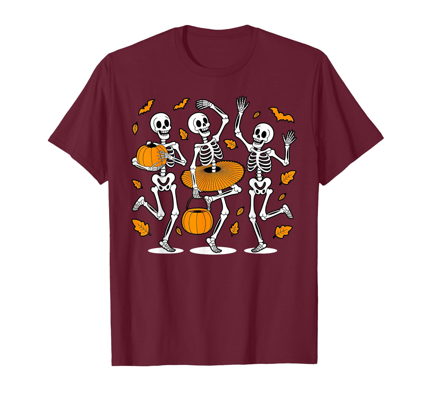 Dancing Skeleton Halloween Pumpkin Dance Girls Women T-Shirt
